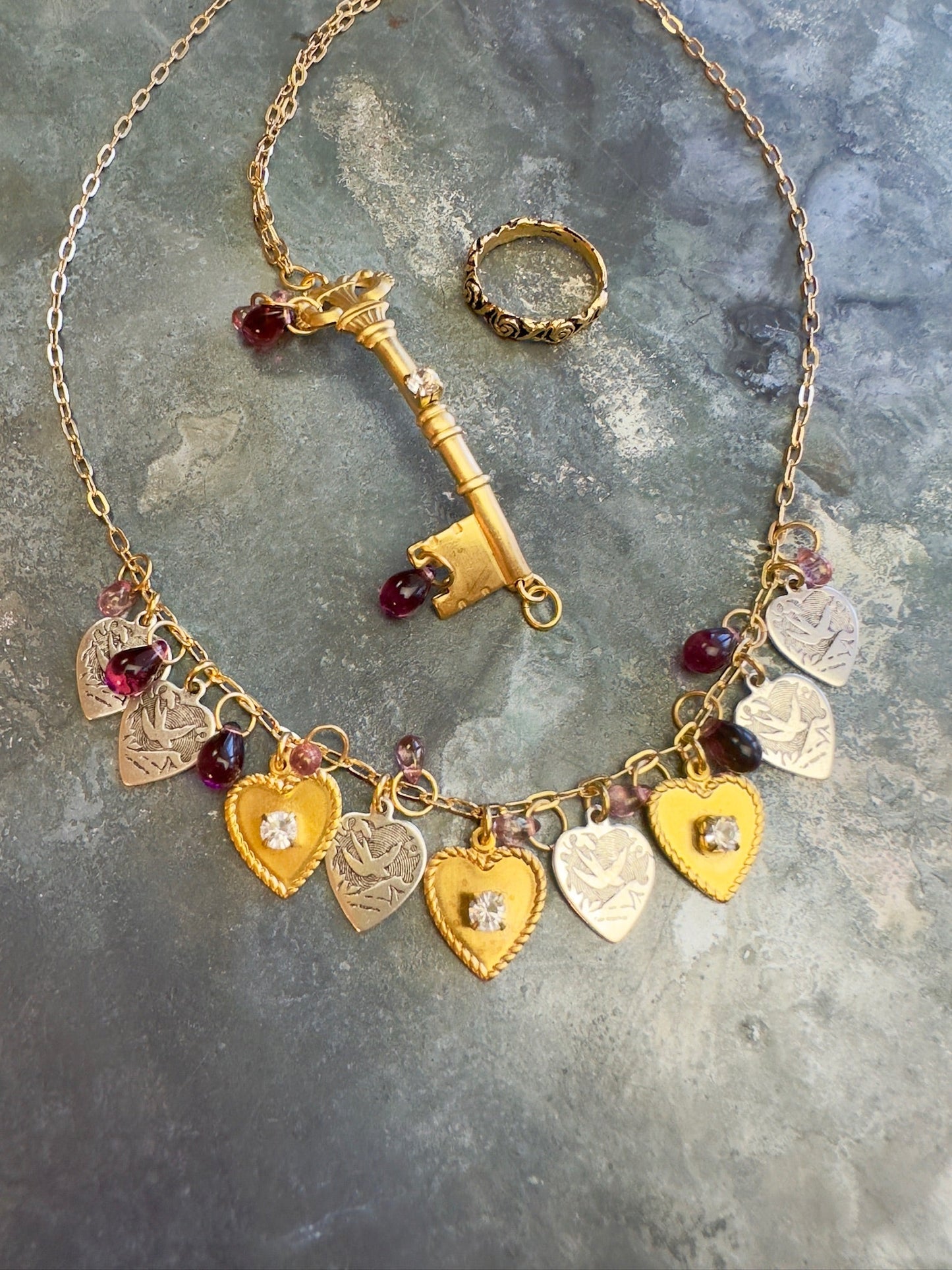 Charmed Hearts Necklace Bracelet Ring Kit - Vintaj Design - 1/22/25