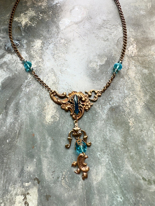 Aquamarine Dream - Vintage Focal Necklace Kit - Vintaj Idaho Design - 10/1/2025 - Vintaj Live Shop ID