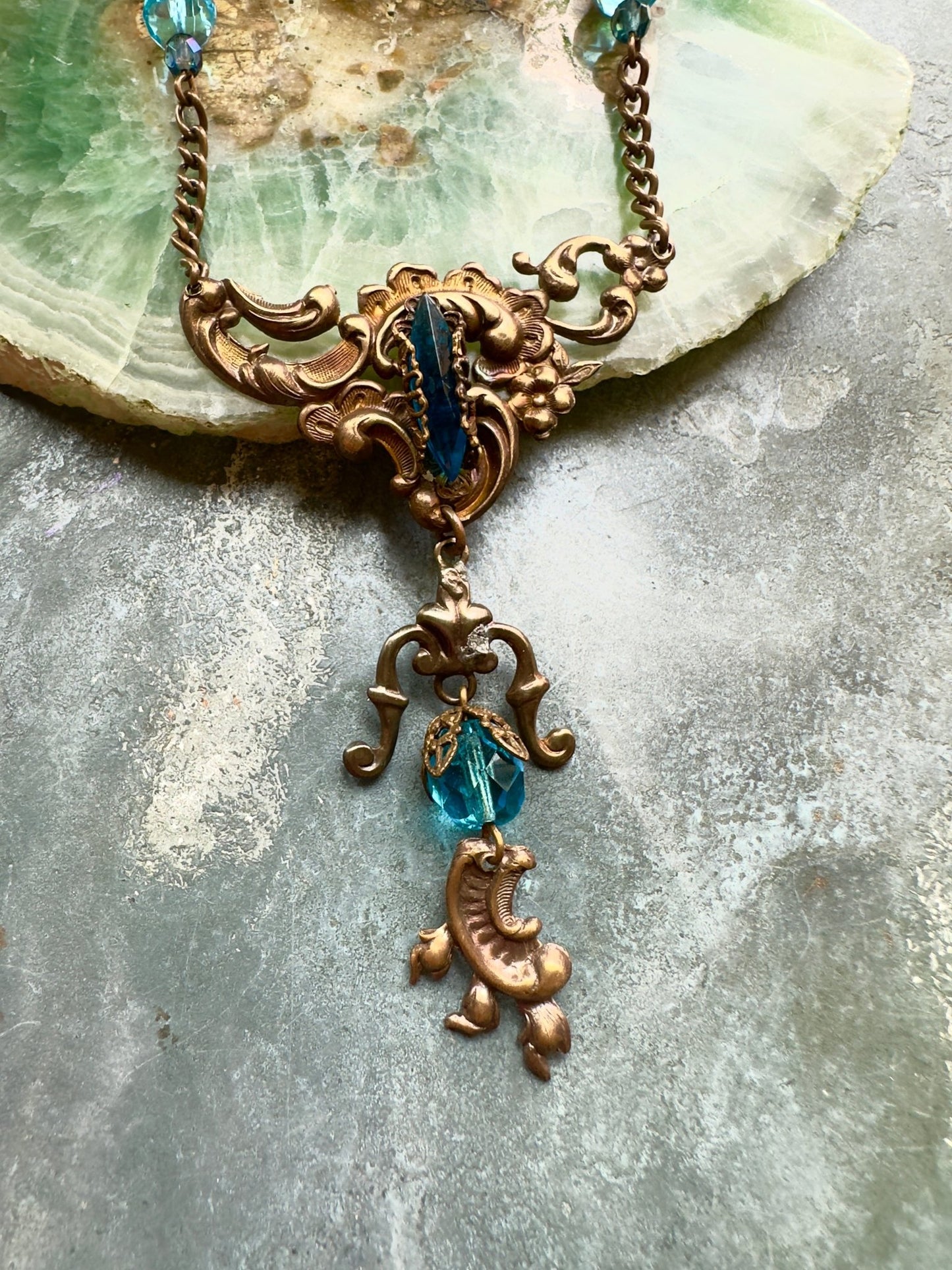 Aquamarine Dream - Vintage Focal Necklace Kit - Vintaj Idaho Design - 10/1/2025 - Vintaj Live Shop ID