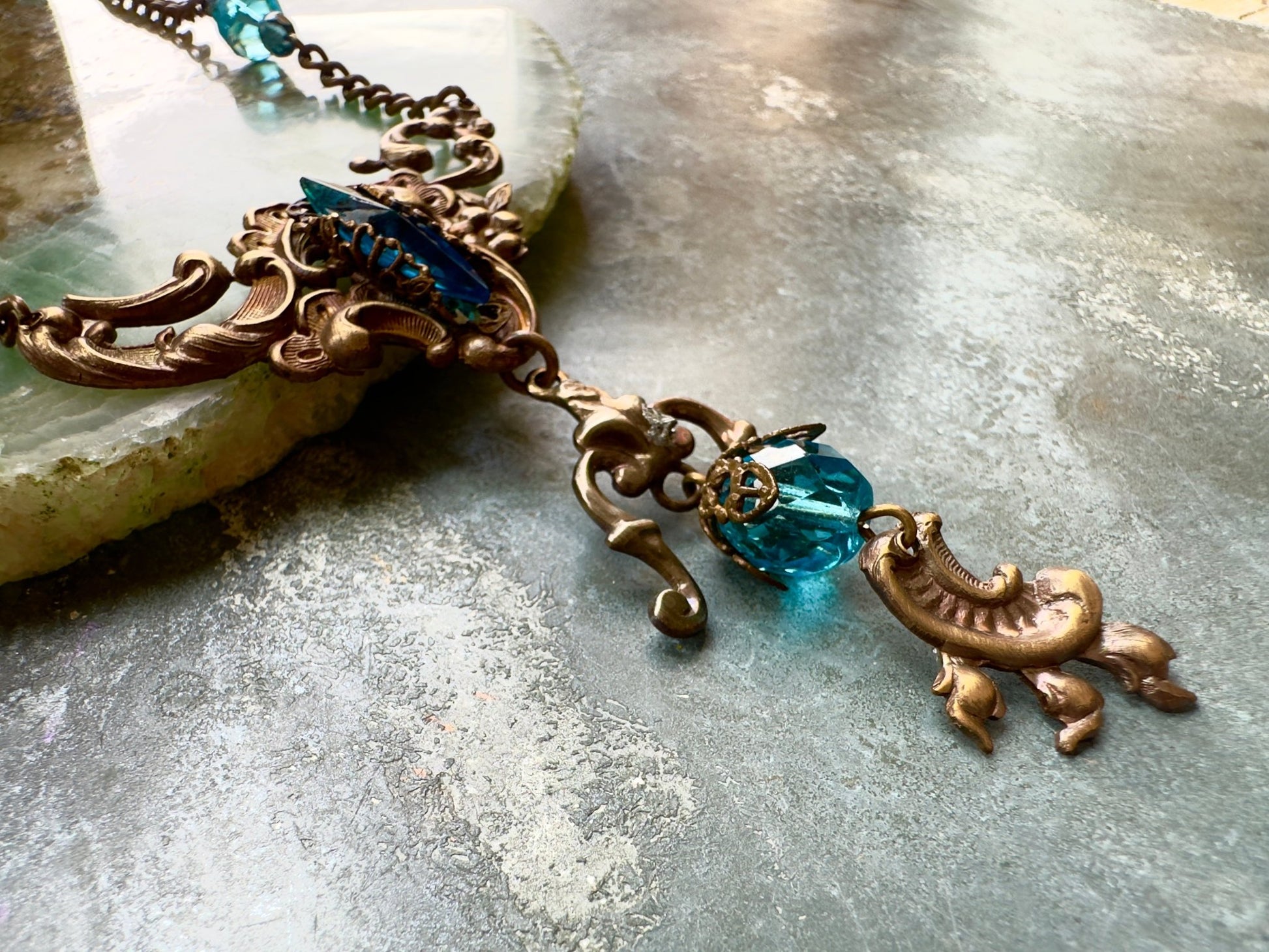Aquamarine Dream - Vintage Focal Necklace Kit - Vintaj Idaho Design - 10/1/2025 - Vintaj Live Shop ID