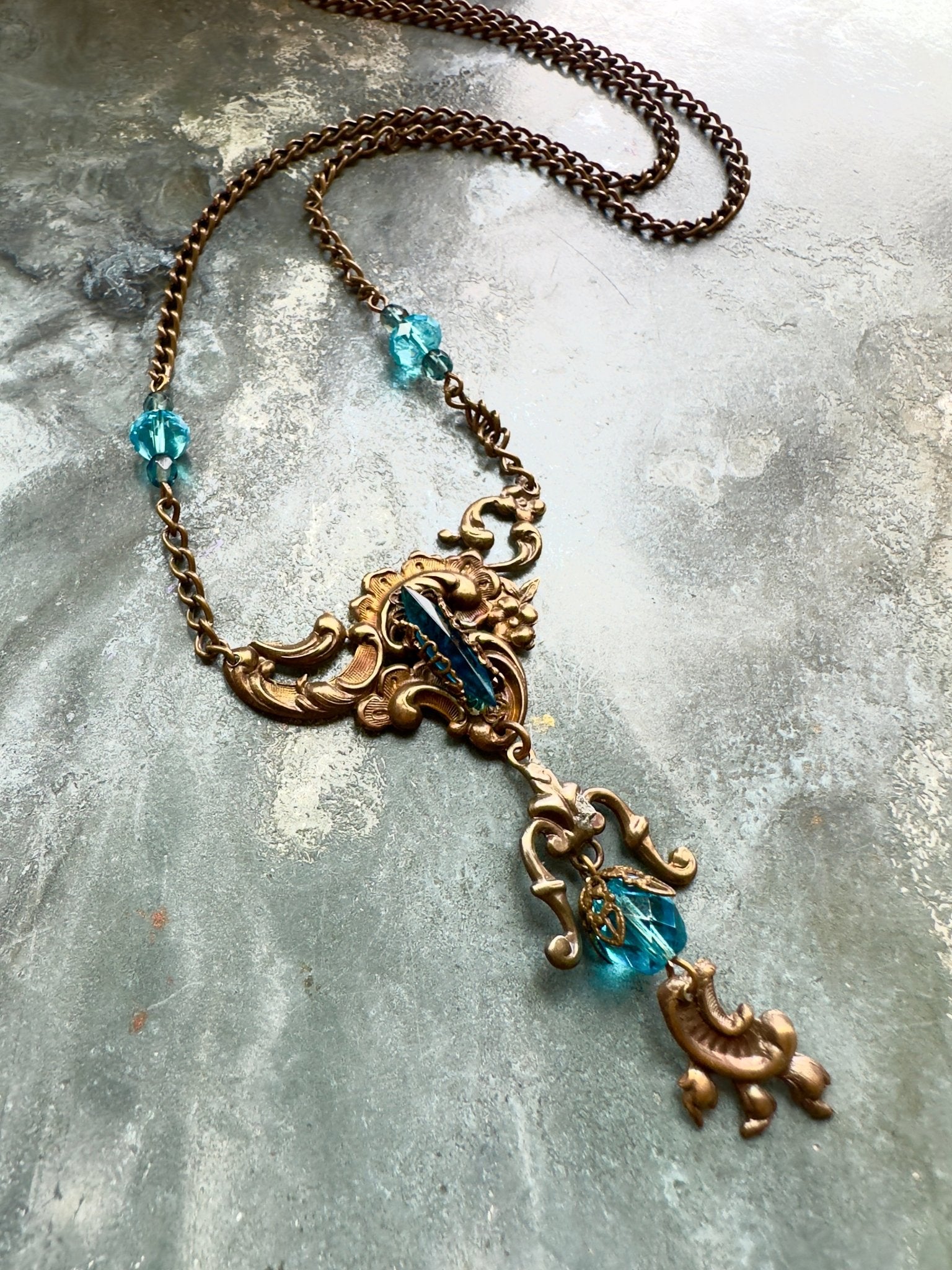 Aquamarine Dream - Vintage Focal Necklace Kit - Vintaj Idaho Design - 10/1/2025 - Vintaj Live Shop ID