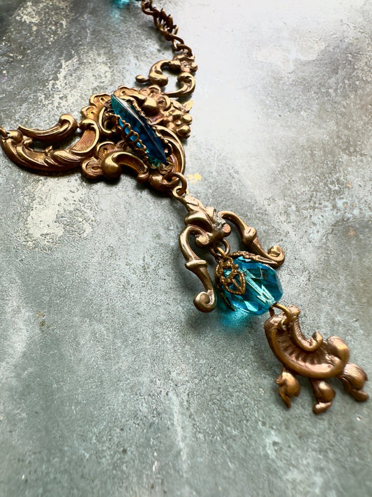 Aquamarine Dream - Vintage Focal Necklace Kit - Vintaj Idaho Design - 10/1/2025 - Vintaj Live Shop ID