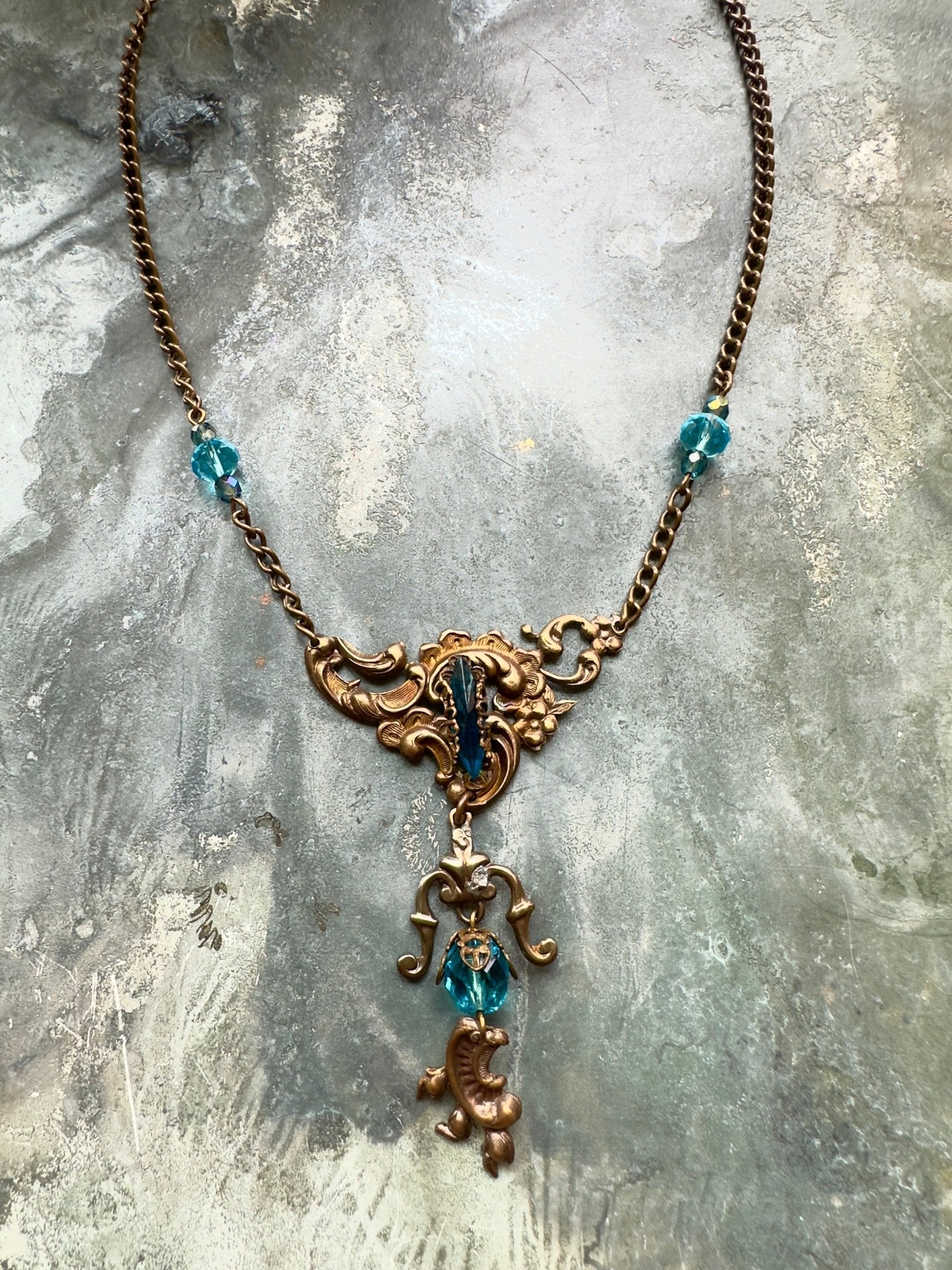Aquamarine Dream - Vintage Focal Necklace Kit - Vintaj Idaho Design - 10/1/2025 - Vintaj Live Shop ID