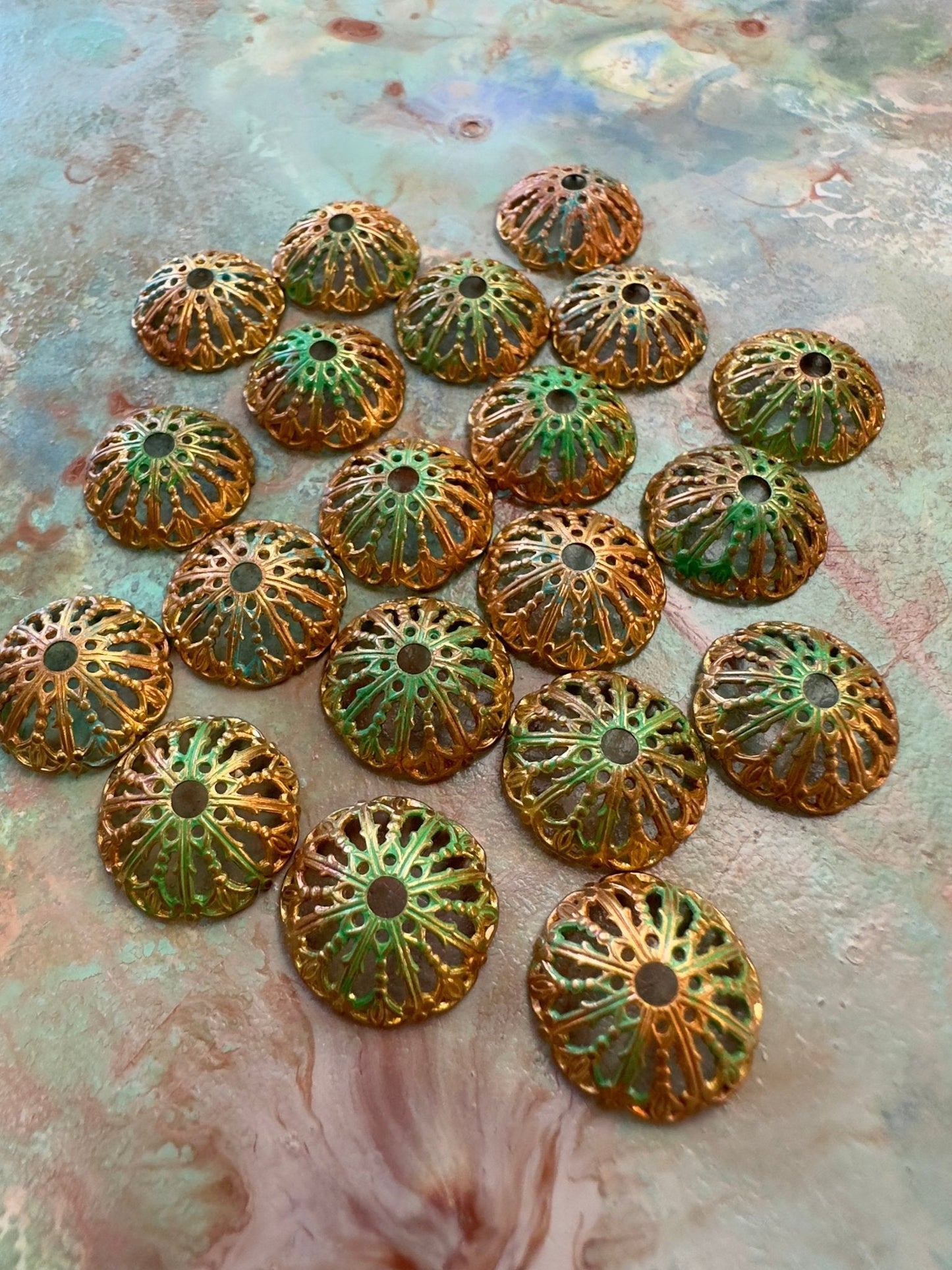 BULK UP - 15mm Filigree Bead Cap 20 Pcs - Vintaj - 8/21 - Vintaj Live Shop ID
