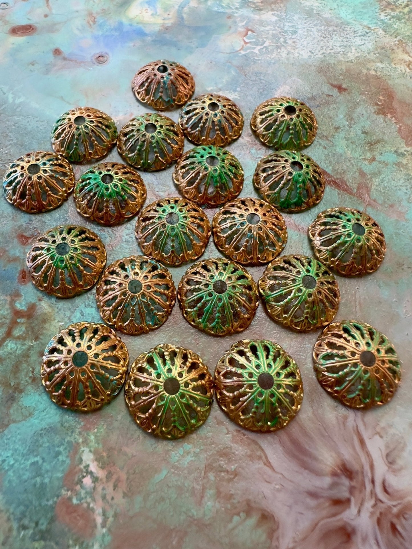 BULK UP - 15mm Filigree Bead Cap 20 Pcs - Vintaj - 8/21 - Vintaj Live Shop ID