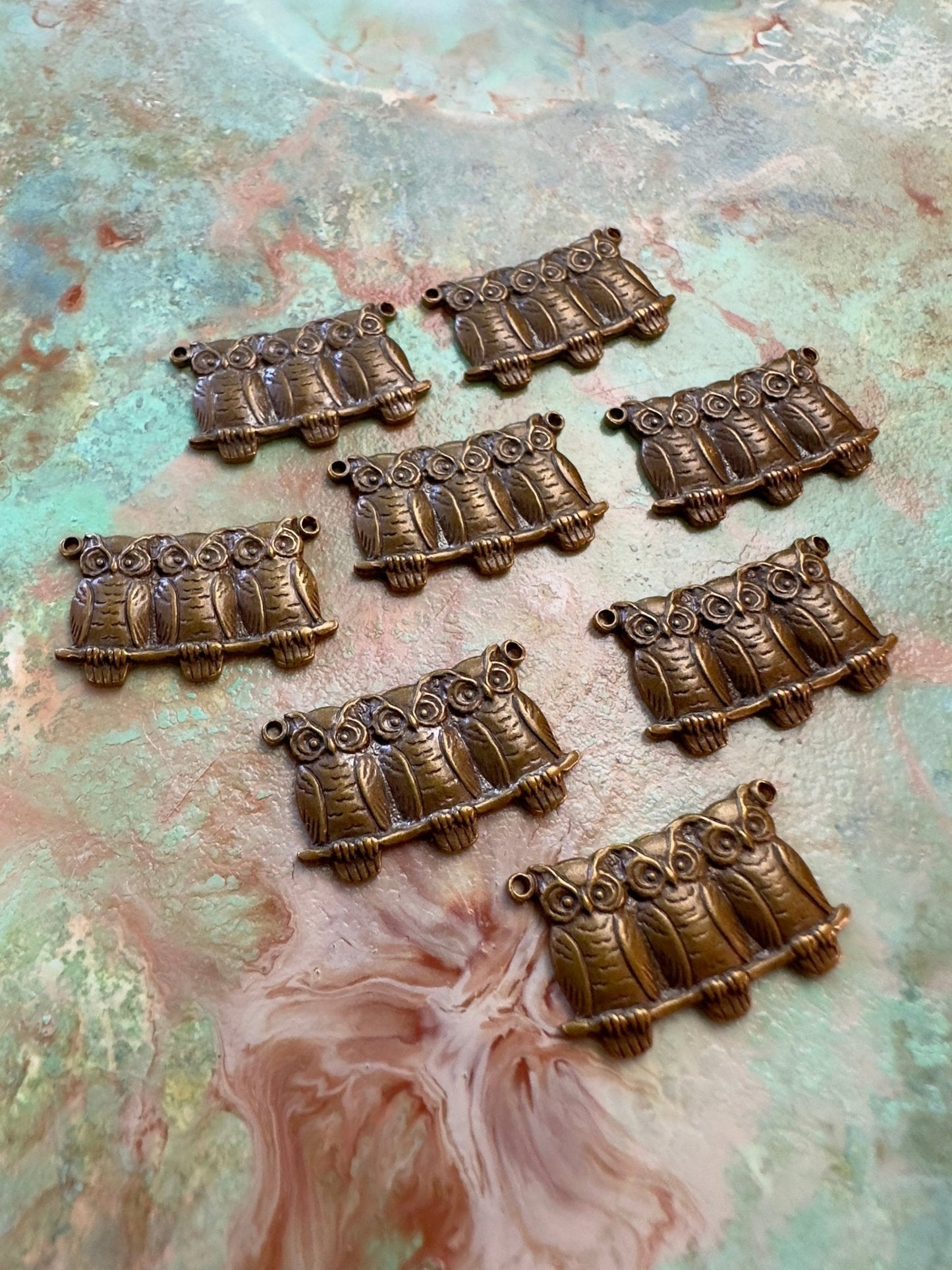 BULK UP - Owl Trio 9 Pcs Charms - Vintaj - 8/21 - Vintaj Live Shop ID
