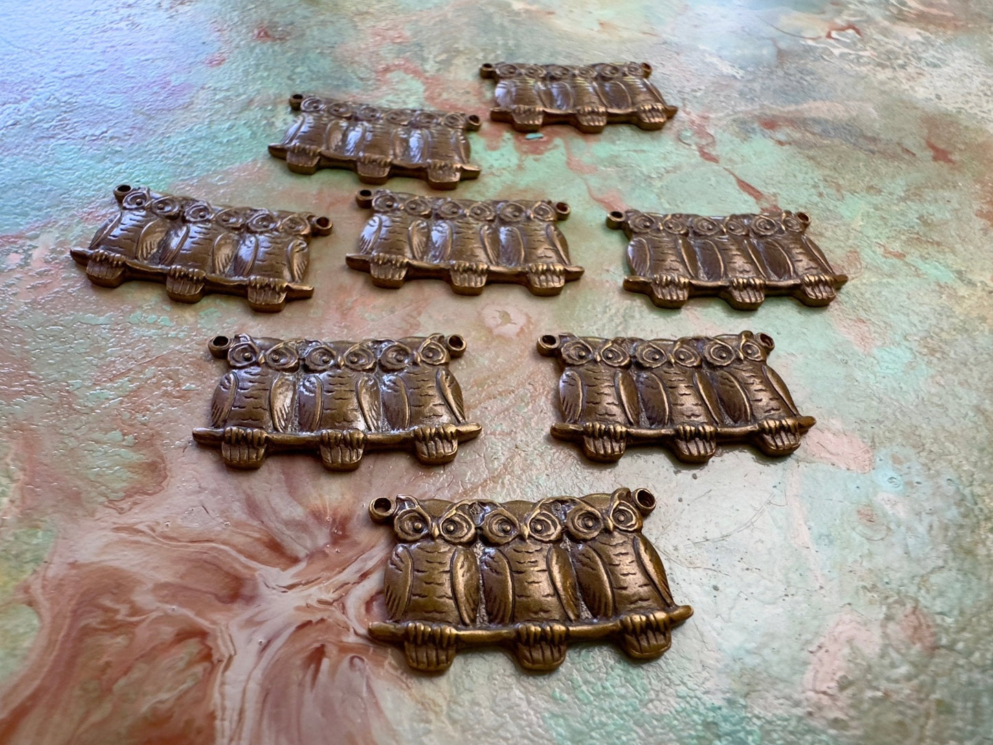 BULK UP - Owl Trio 9 Pcs Charms - Vintaj - 8/21 - Vintaj Live Shop ID