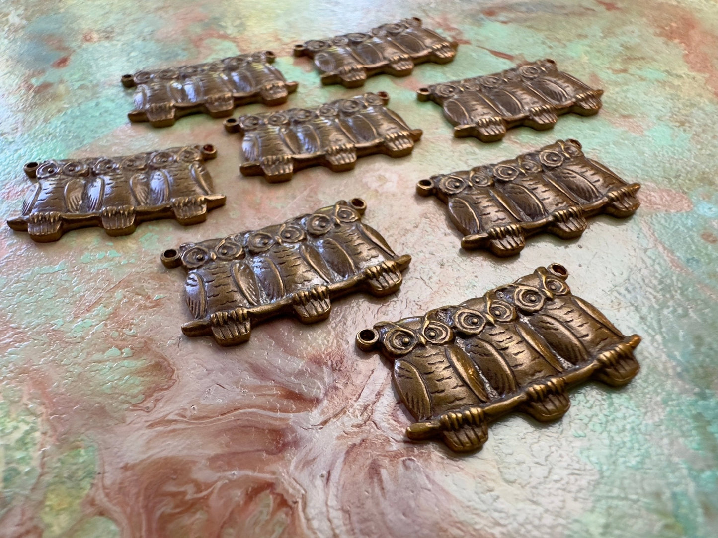 BULK UP - Owl Trio 9 Pcs Charms - Vintaj - 8/21 - Vintaj Live Shop ID