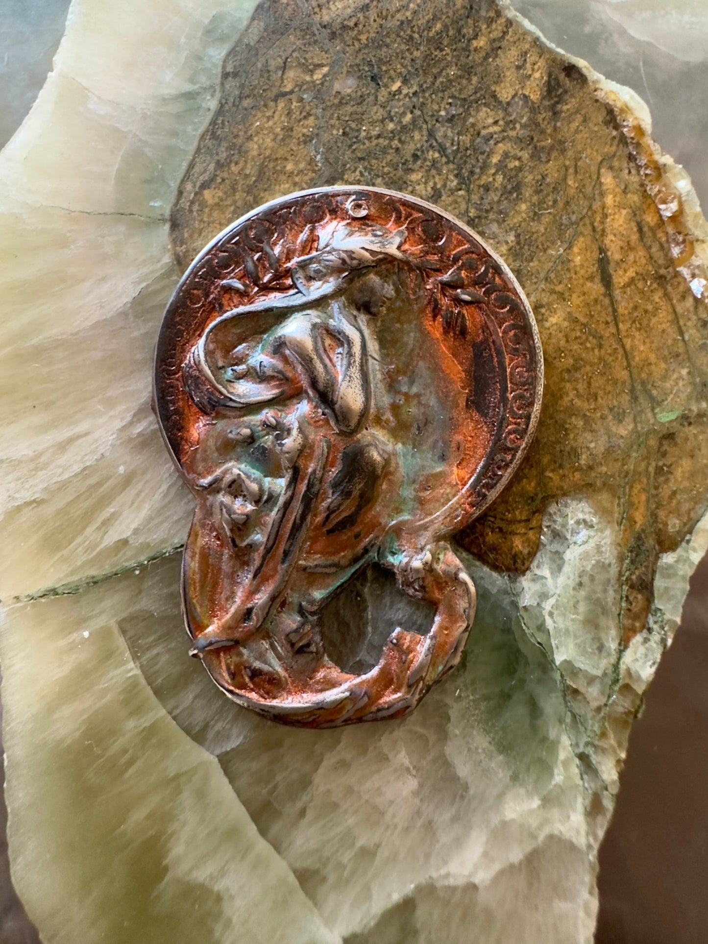 Cold Enameled Resin "Copper - Worn" Mucha Pendant - Vintaj Idaho Design - 7/24/2025 - Vintaj Live Shop ID