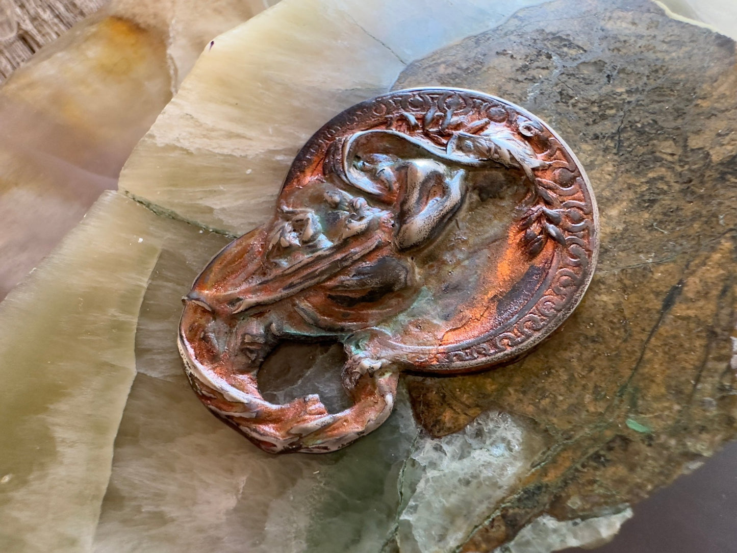 Cold Enameled Resin "Copper - Worn" Mucha Pendant - Vintaj Idaho Design - 7/24/2025 - Vintaj Live Shop ID