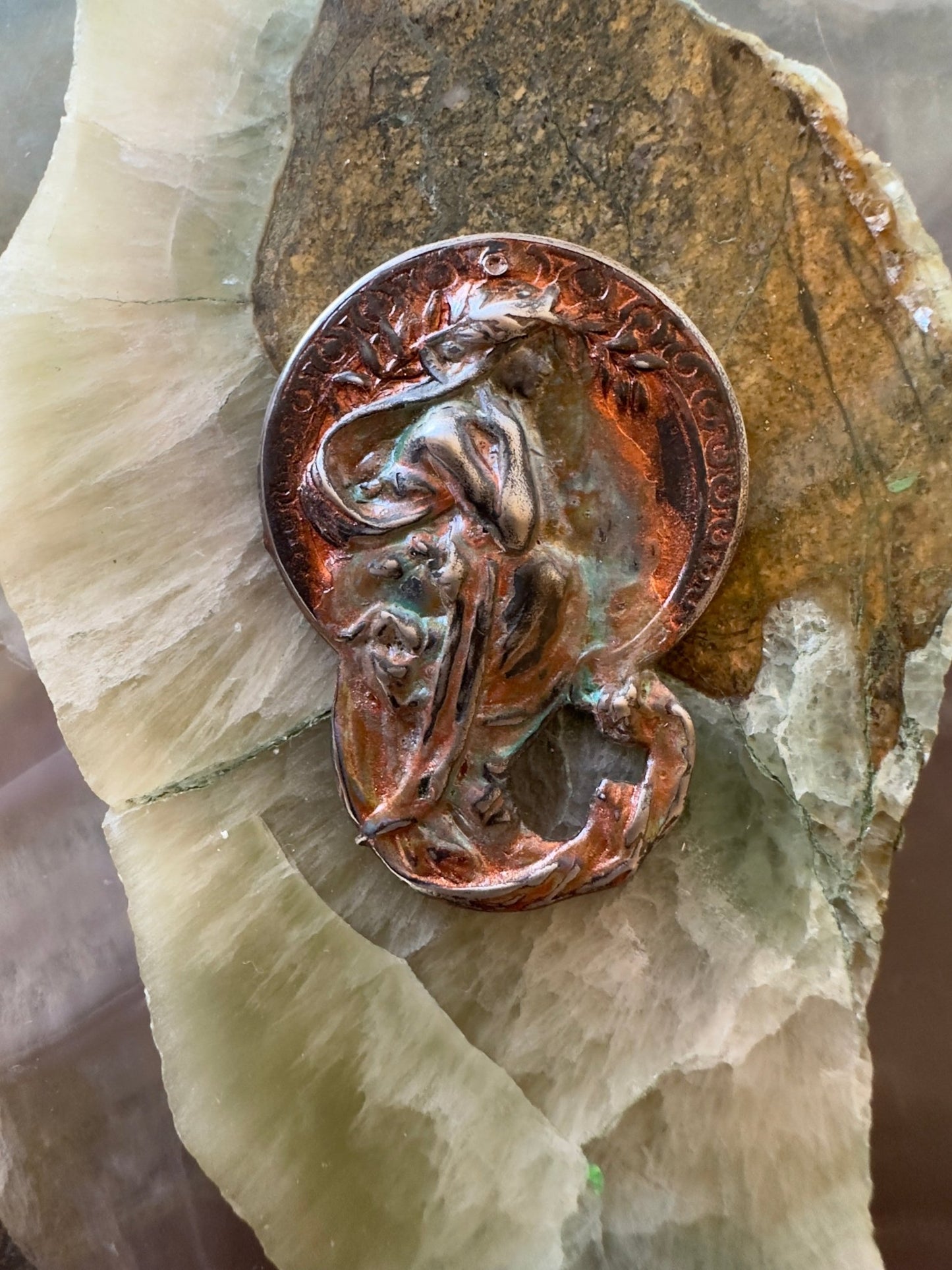 Cold Enameled Resin "Copper - Worn" Mucha Pendant - Vintaj Idaho Design - 7/24/2025 - Vintaj Live Shop ID