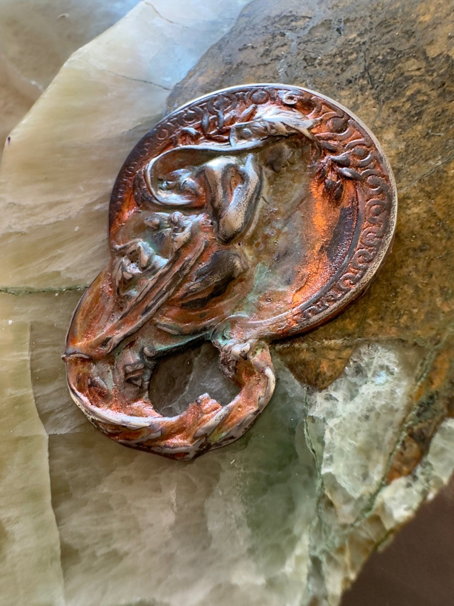 Cold Enameled Resin "Copper - Worn" Mucha Pendant - Vintaj Idaho Design - 7/24/2025 - Vintaj Live Shop ID