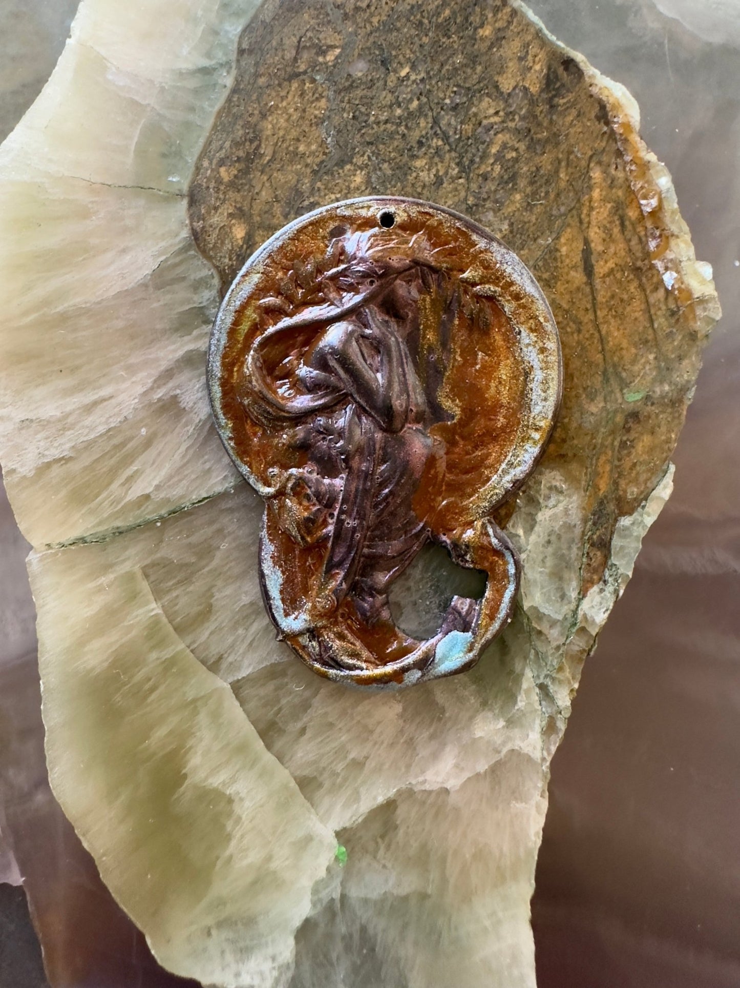 Cold Enameled "Violet - Worn" Mucha Pendant - Vintaj Idaho Design - 7/24/2025 - Vintaj Live Shop ID