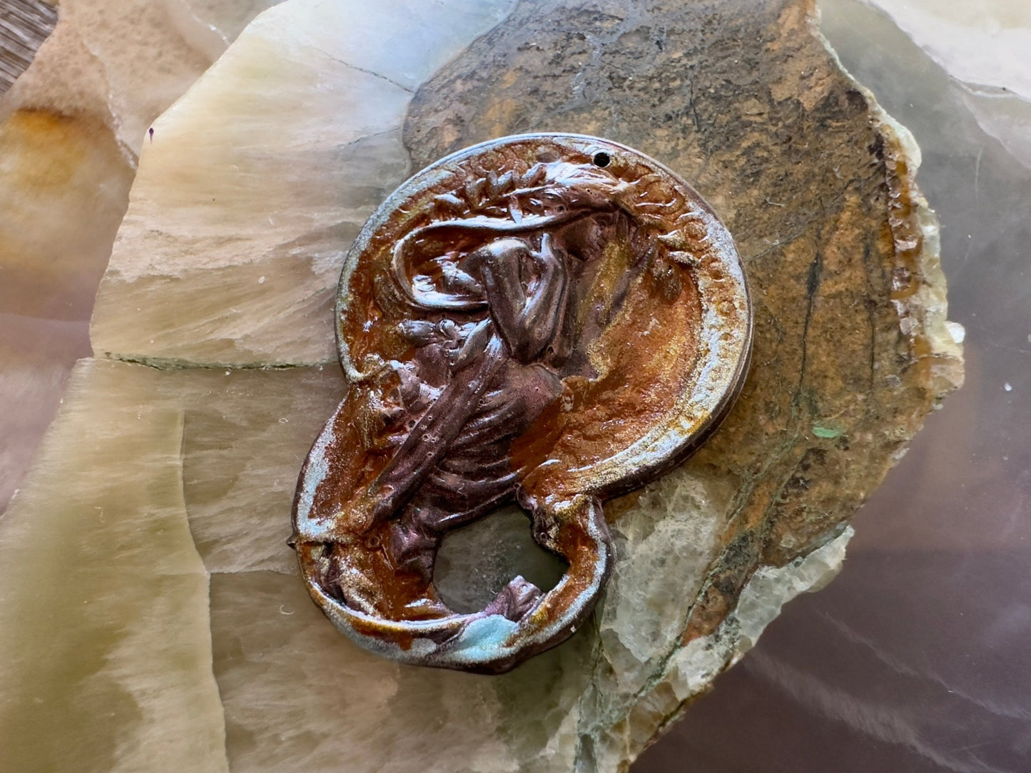 Cold Enameled "Violet - Worn" Mucha Pendant - Vintaj Idaho Design - 7/24/2025 - Vintaj Live Shop ID
