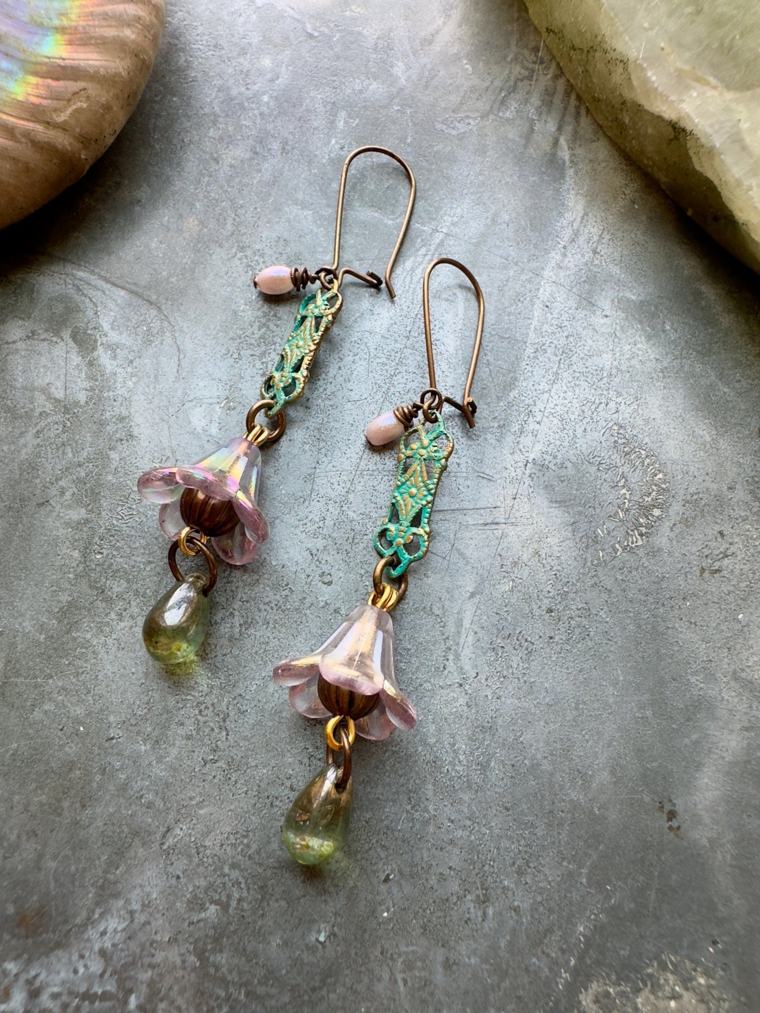 Fluted Fantasy - Handmade Finished Earrings - Vintaj Idaho Design - 9/7/2025 - Vintaj Live Shop ID
