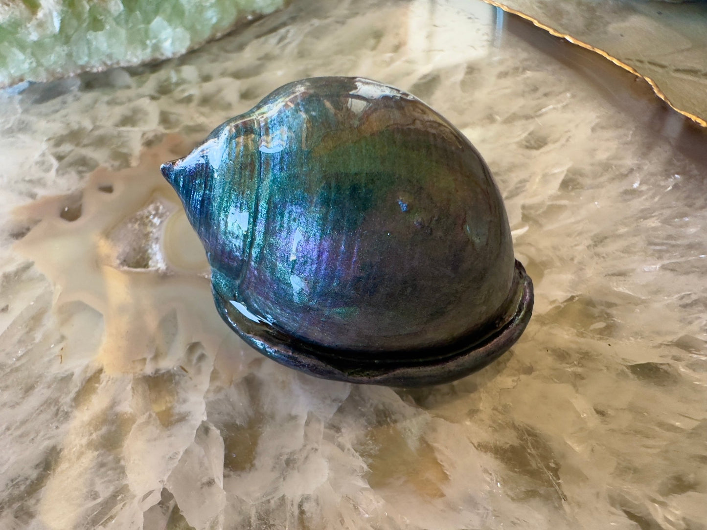 Hand Cold - Enameled Resin Iridescent Sea Pendant 2 - Vintaj Idaho Design - 7/27/2025 - Vintaj Live Shop ID