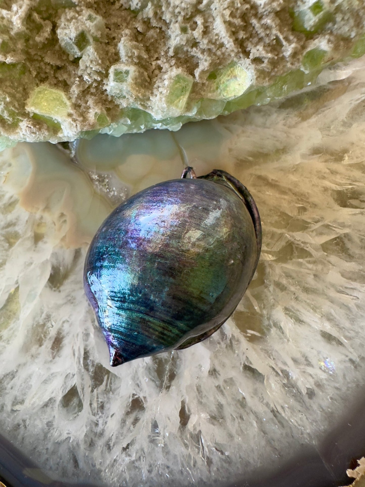 Hand Cold - Enameled Resin Iridescent Sea Pendant 2 - Vintaj Idaho Design - 7/27/2025 - Vintaj Live Shop ID