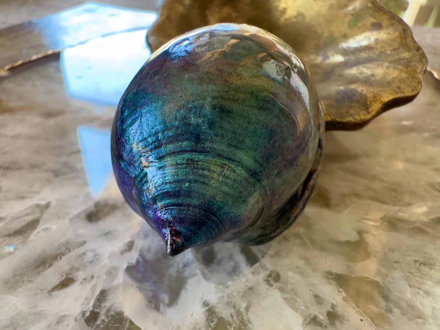 Hand Cold - Enameled Resin Iridescent Sea Pendant 2 - Vintaj Idaho Design - 7/27/2025 - Vintaj Live Shop ID