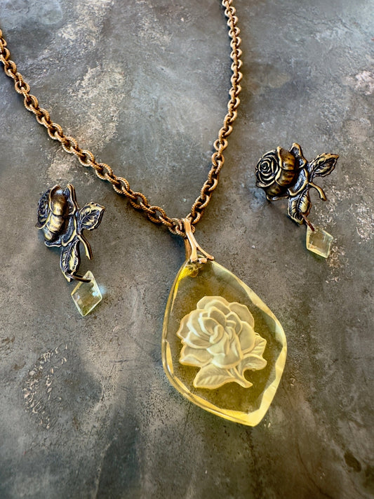 Intaglio Garden - Vintage Vault Finished Necklace and Earrings - Vintaj Idaho Design - 8/25/2025 - Vintaj Live Shop ID