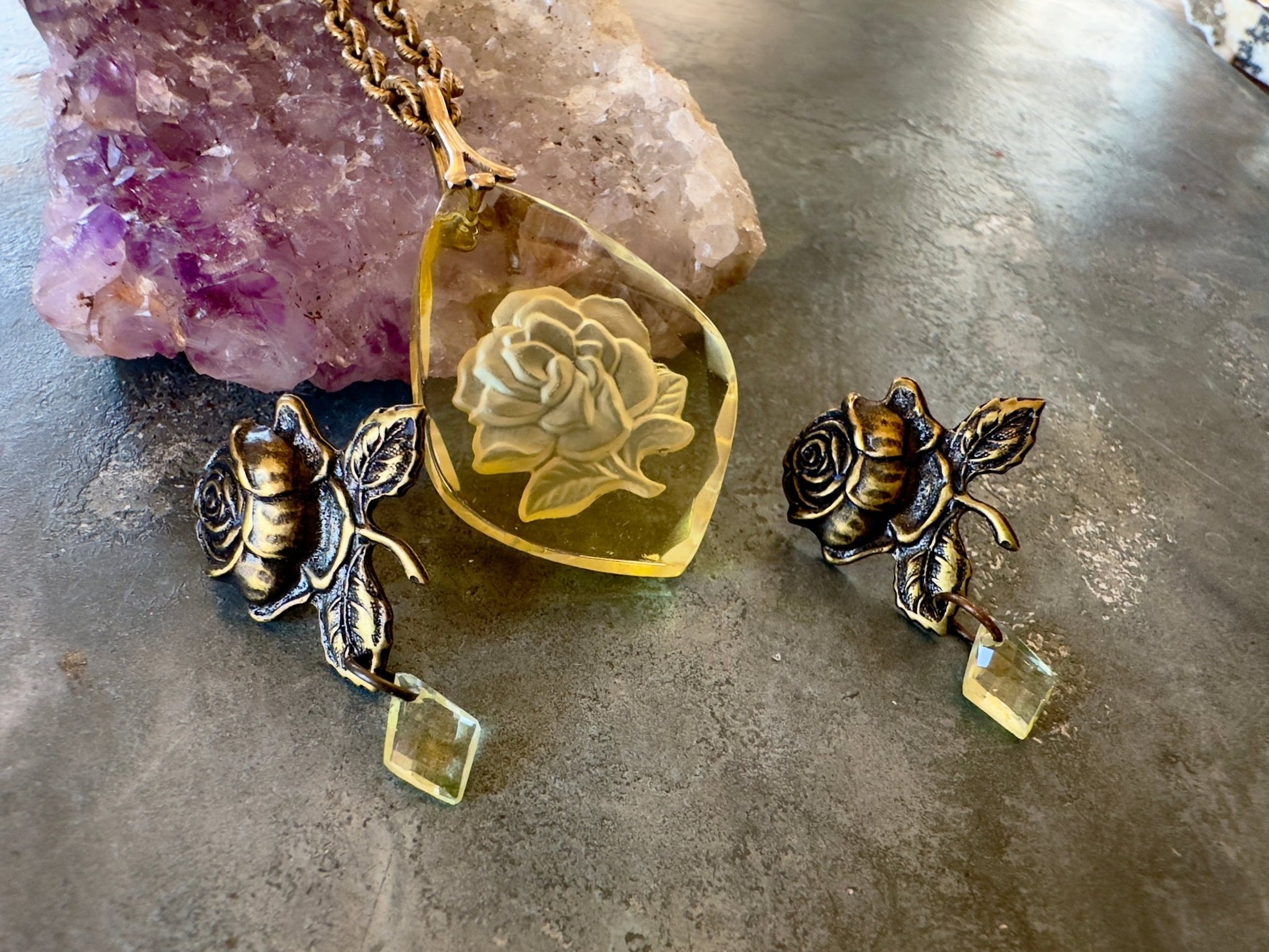 Intaglio Garden - Vintage Vault Finished Necklace and Earrings - Vintaj Idaho Design - 8/25/2025 - Vintaj Live Shop ID