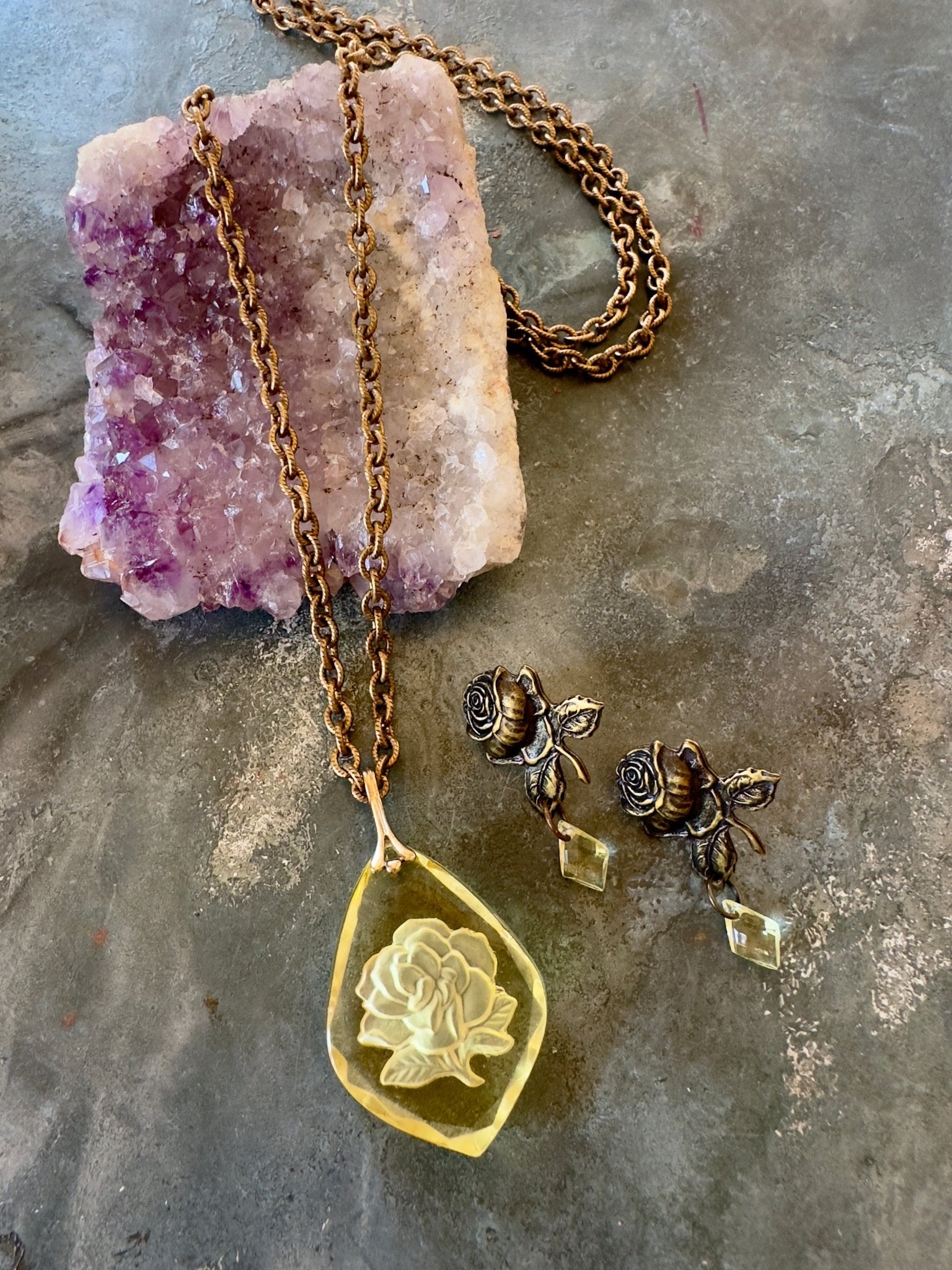 Intaglio Garden - Vintage Vault Finished Necklace and Earrings - Vintaj Idaho Design - 8/25/2025 - Vintaj Live Shop ID