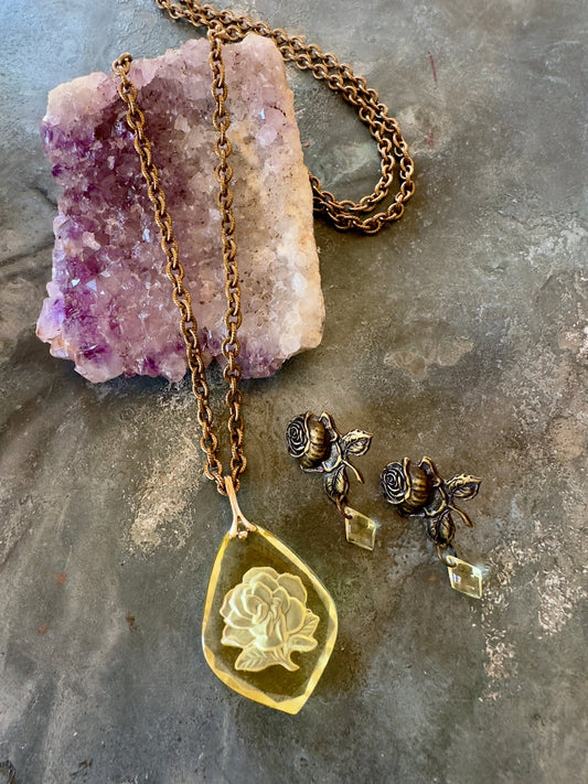 Intaglio Garden - Vintage Vault Finished Necklace and Earrings - Vintaj Idaho Design - 8/25/2025 - Vintaj Live Shop ID