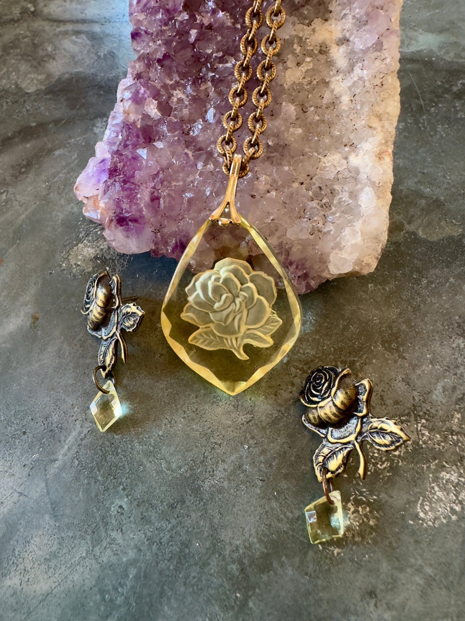Intaglio Garden - Vintage Vault Finished Necklace and Earrings - Vintaj Idaho Design - 8/25/2025 - Vintaj Live Shop ID