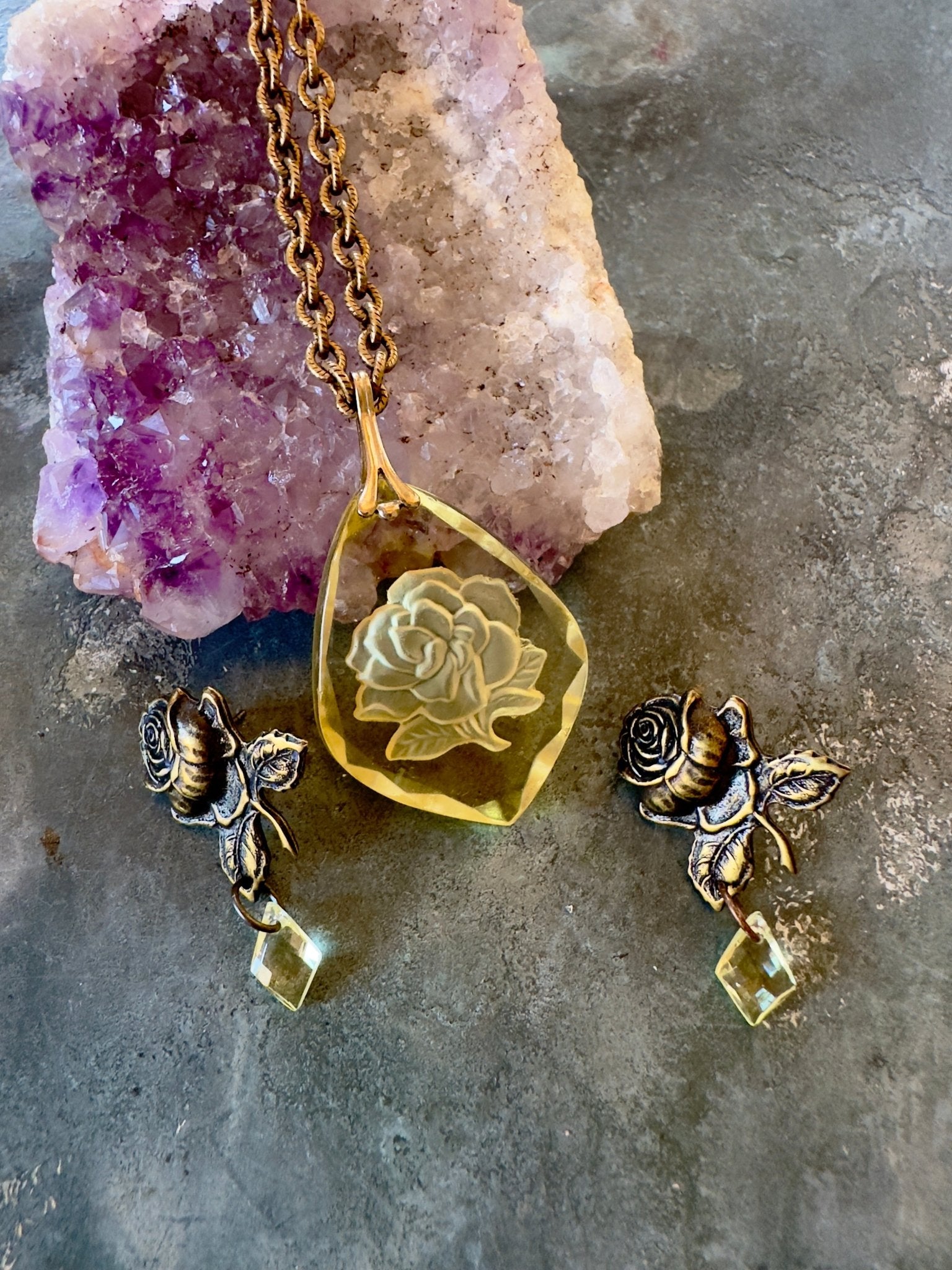 Intaglio Garden - Vintage Vault Finished Necklace and Earrings - Vintaj Idaho Design - 8/25/2025 - Vintaj Live Shop ID