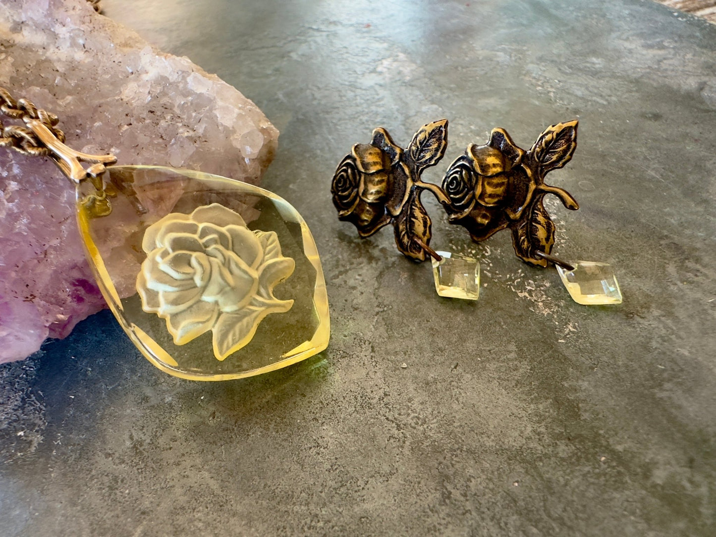 Intaglio Garden - Vintage Vault Finished Necklace and Earrings - Vintaj Idaho Design - 8/25/2025 - Vintaj Live Shop ID