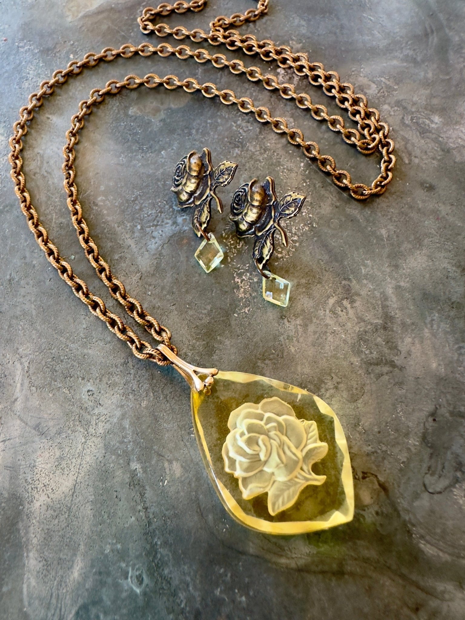 Intaglio Garden - Vintage Vault Finished Necklace and Earrings - Vintaj Idaho Design - 8/25/2025 - Vintaj Live Shop ID