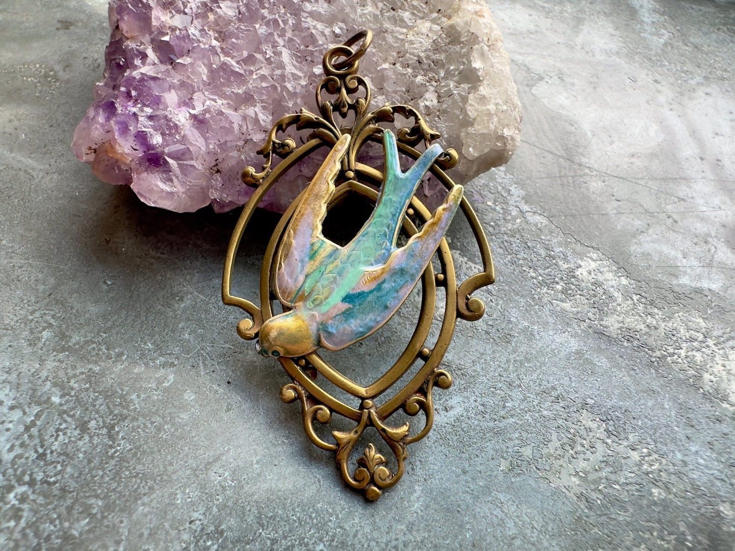 Looking - Glass Lark Finished Pendant - Vintaj Idaho Design - 8/6/2025 - Vintaj Live Shop ID