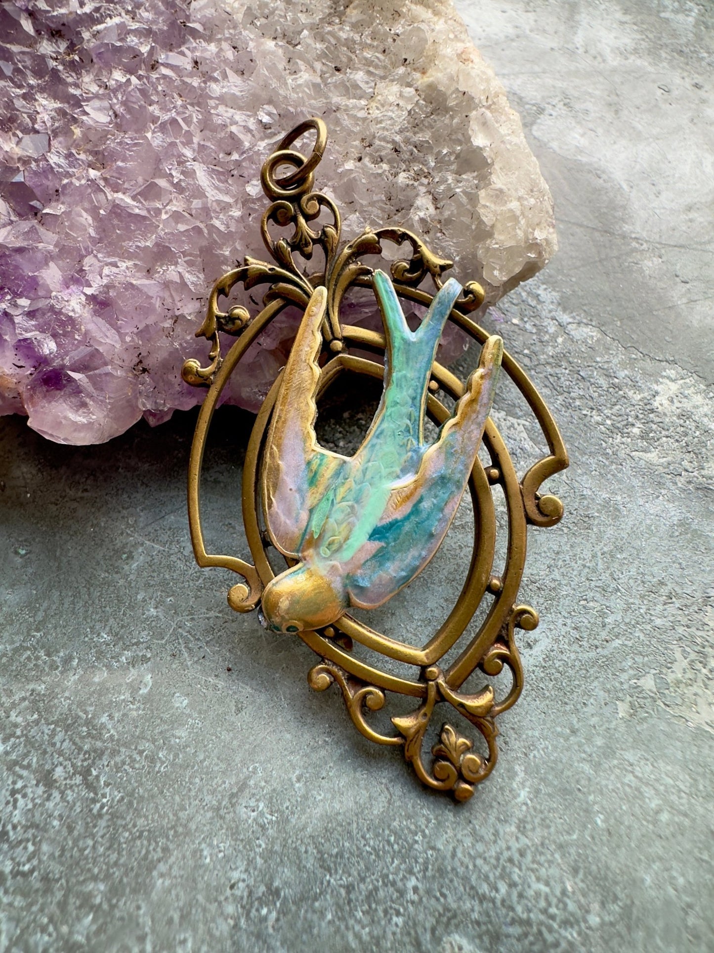 Looking - Glass Lark Finished Pendant - Vintaj Idaho Design - 8/6/2025 - Vintaj Live Shop ID