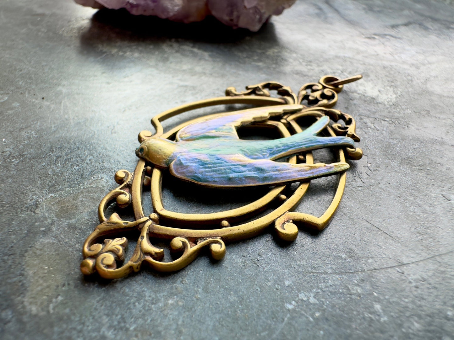 Looking - Glass Lark Finished Pendant - Vintaj Idaho Design - 8/6/2025 - Vintaj Live Shop ID