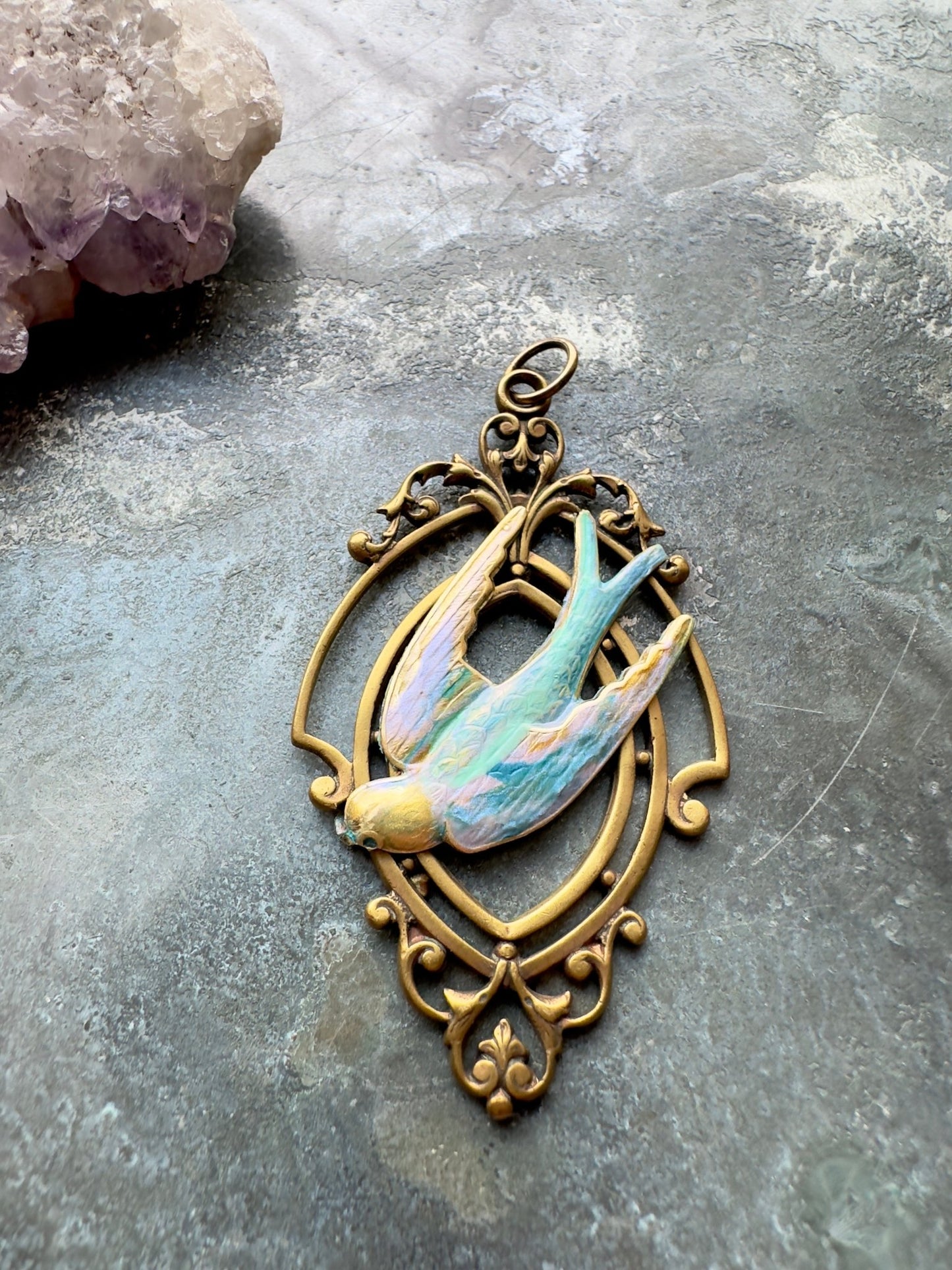 Looking - Glass Lark Finished Pendant - Vintaj Idaho Design - 8/6/2025 - Vintaj Live Shop ID