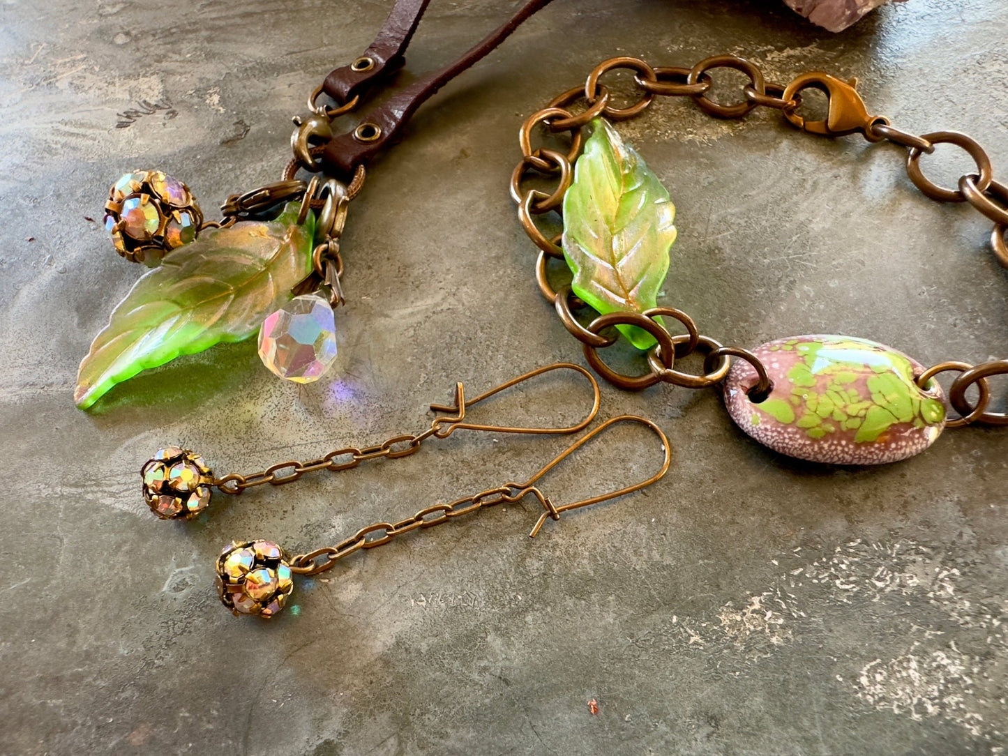 Mythical Glen - Fire Enameled Finished Necklace Bracelet Earrings Set - Vintaj Idaho Design 8/26/25 - Vintaj Live Shop ID