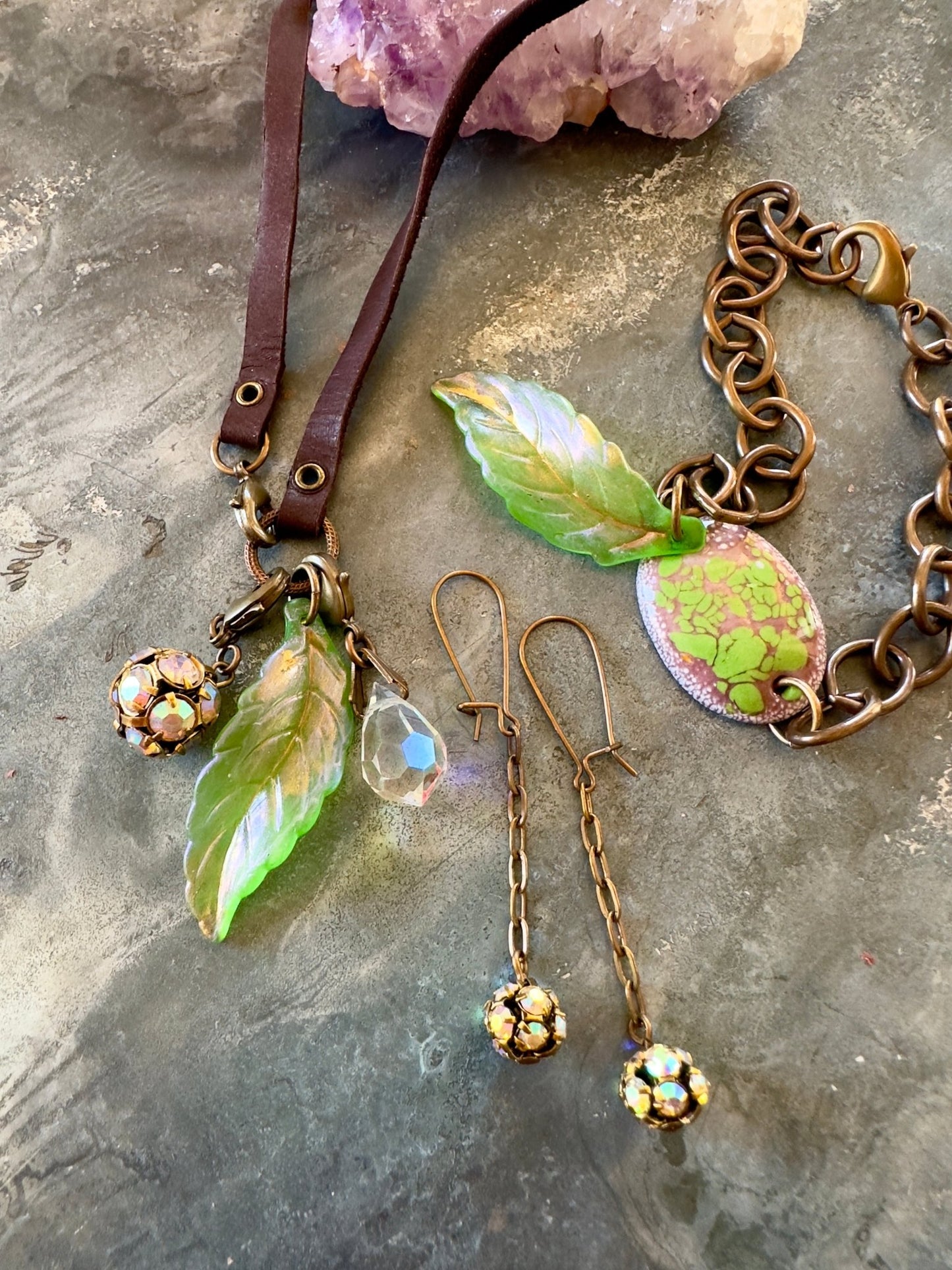 Mythical Glen - Fire Enameled Finished Necklace Bracelet Earrings Set - Vintaj Idaho Design 8/26/25 - Vintaj Live Shop ID