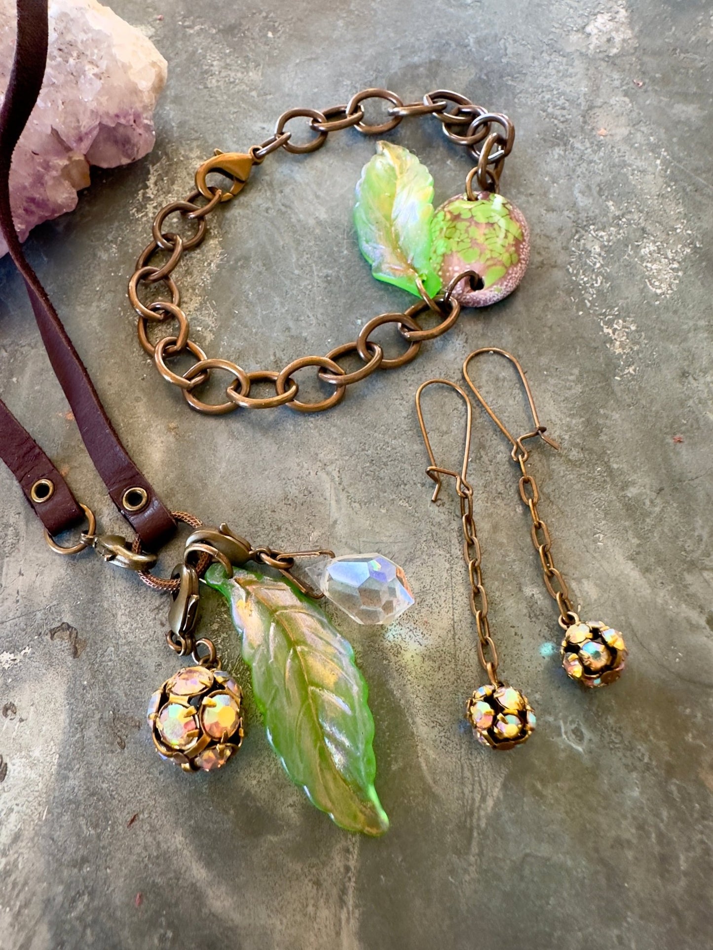 Mythical Glen - Fire Enameled Finished Necklace Bracelet Earrings Set - Vintaj Idaho Design 8/26/25 - Vintaj Live Shop ID