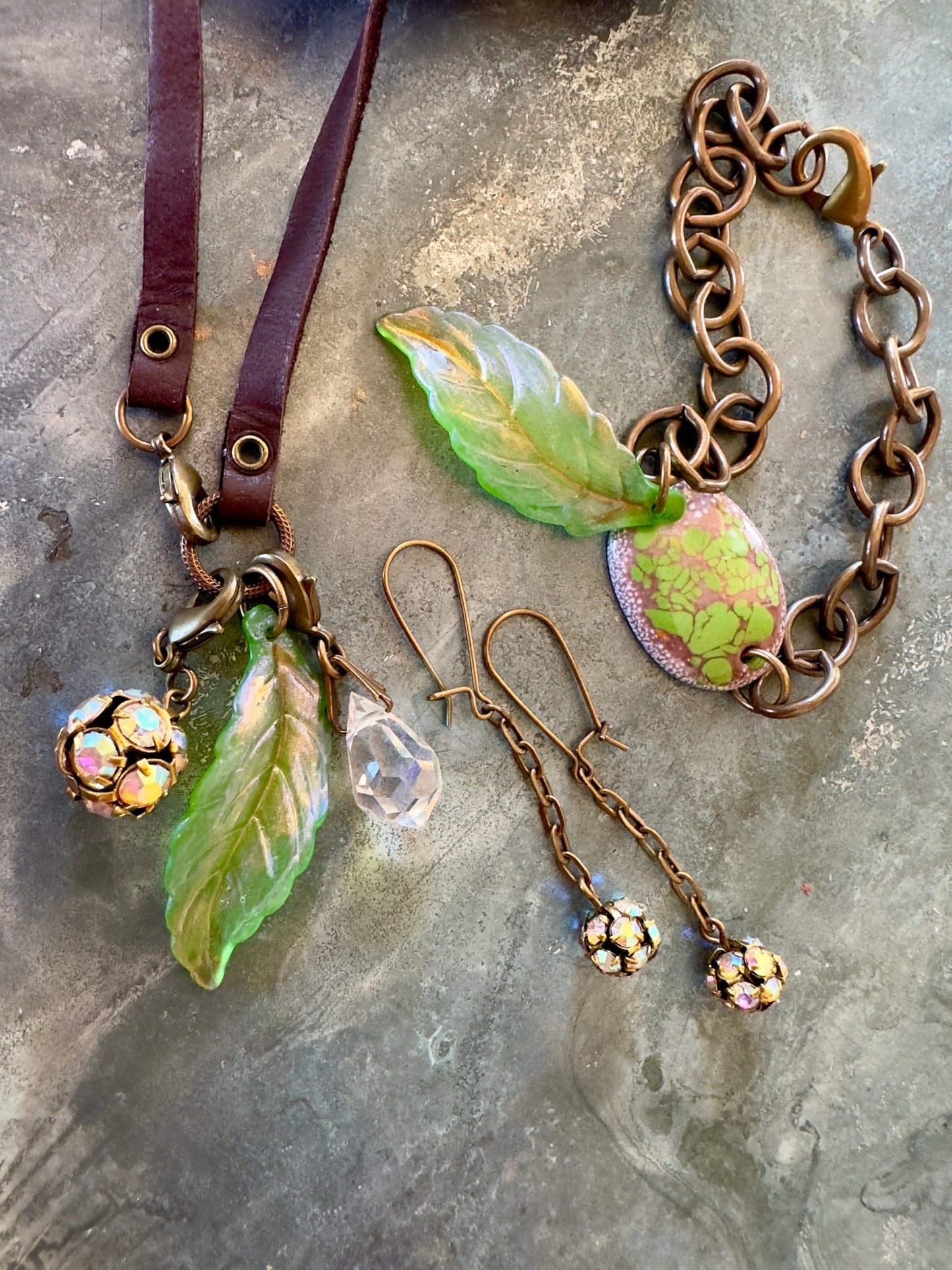 Mythical Glen - Fire Enameled Finished Necklace Bracelet Earrings Set - Vintaj Idaho Design 8/26/25 - Vintaj Live Shop ID