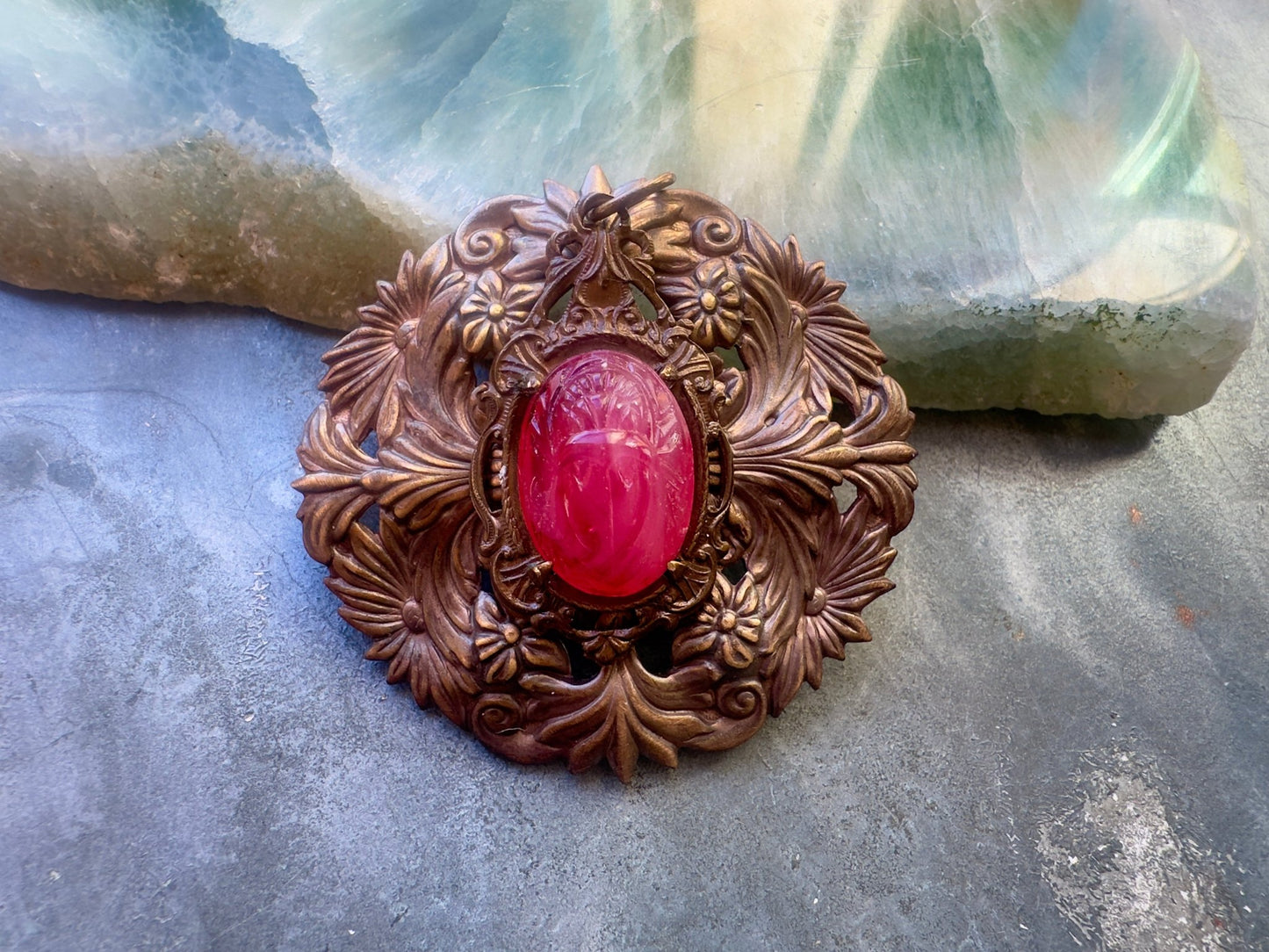 Pink Amulet Garden - Vintage Finished Pendant - Vintaj Idaho Design - 10/9/2025 - Vintaj Live Shop ID