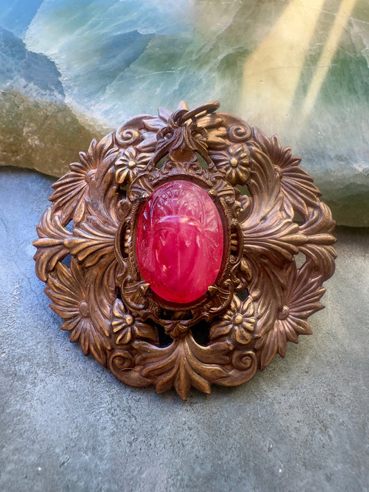 Pink Amulet Garden - Vintage Finished Pendant - Vintaj Idaho Design - 10/9/2025 - Vintaj Live Shop ID