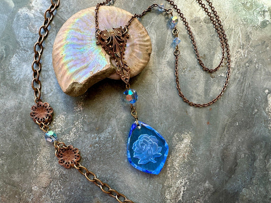 Sapphire Intaglio Garden - Vintage Necklace & Bracelet Kit - Vintaj Idaho Design - 9/15/2025 - Vintaj Live Shop ID