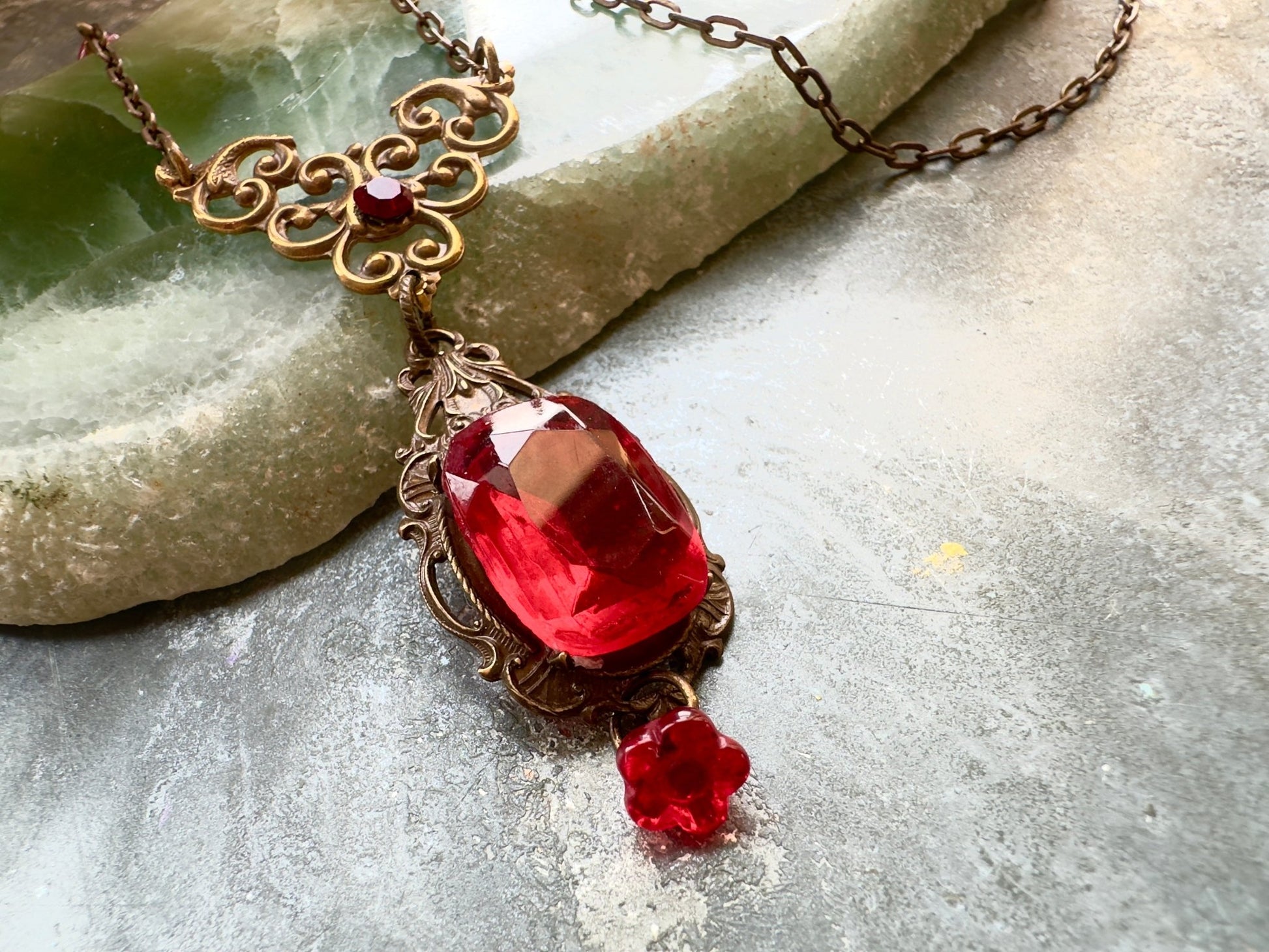 Scarlet Romance - Vintage Focal Necklace Kit - Vintaj Idaho Design - 10/1/2025 - Vintaj Live Shop ID