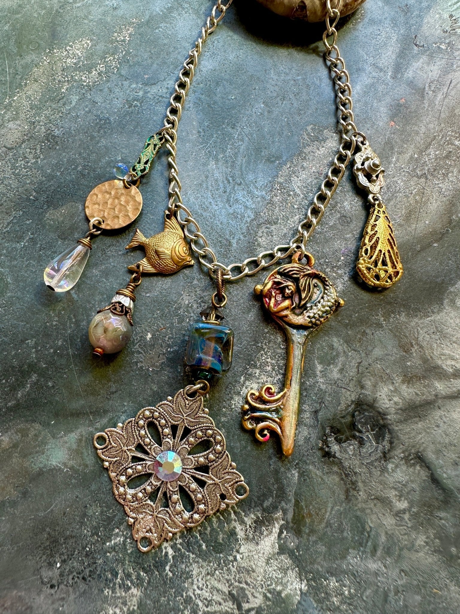 Siren’s Stash - Handmade Finished Necklace - Vintaj Idaho Design - 9/15/2025 - Vintaj Live Shop ID