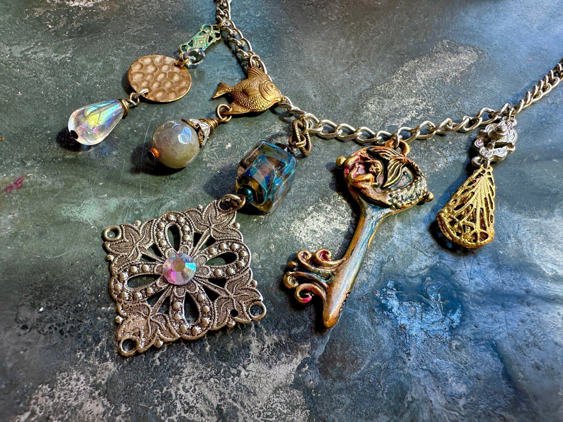 Siren’s Stash - Handmade Finished Necklace - Vintaj Idaho Design - 9/15/2025 - Vintaj Live Shop ID