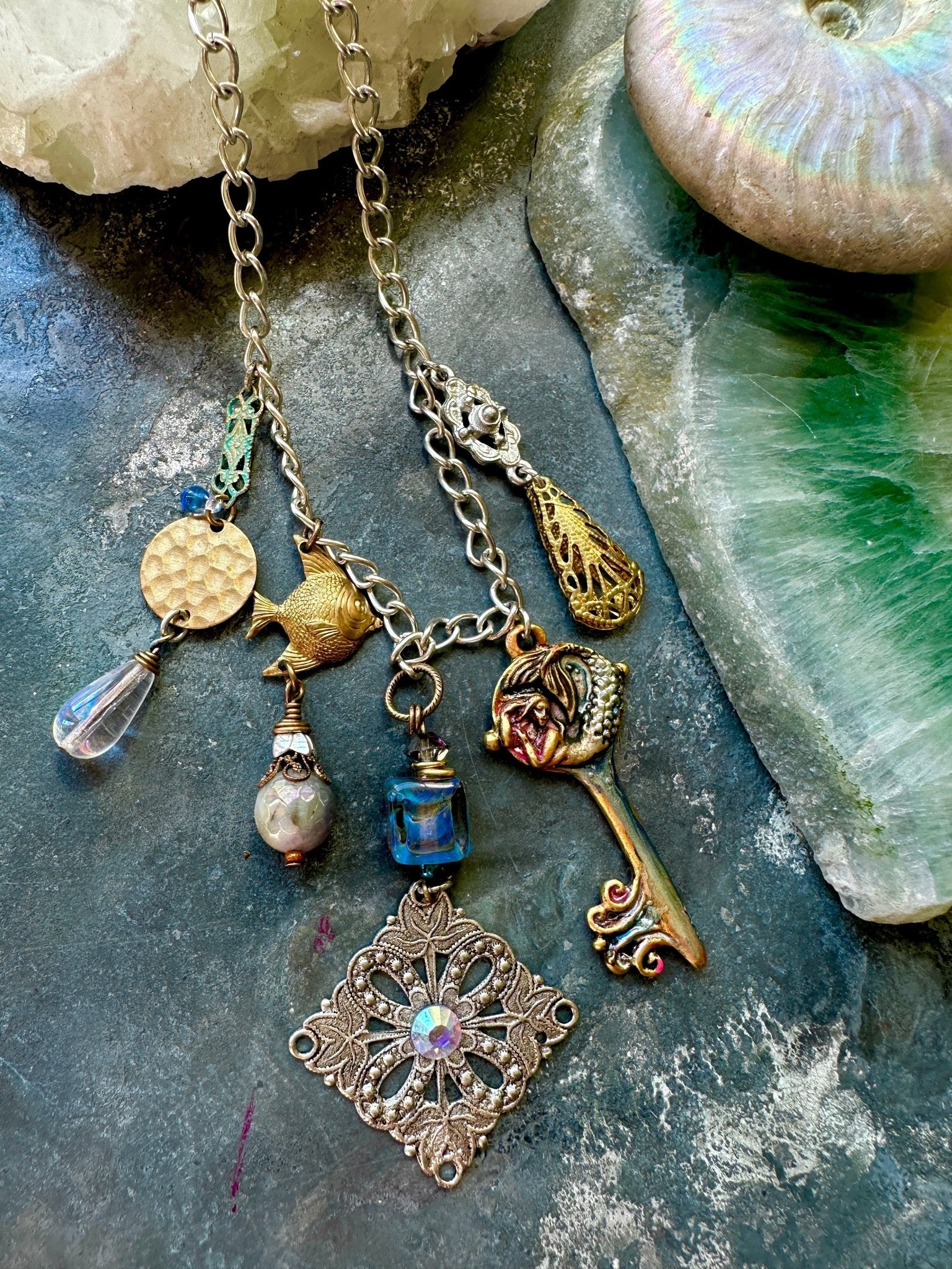 Siren’s Stash - Handmade Finished Necklace - Vintaj Idaho Design - 9/15/2025 - Vintaj Live Shop ID