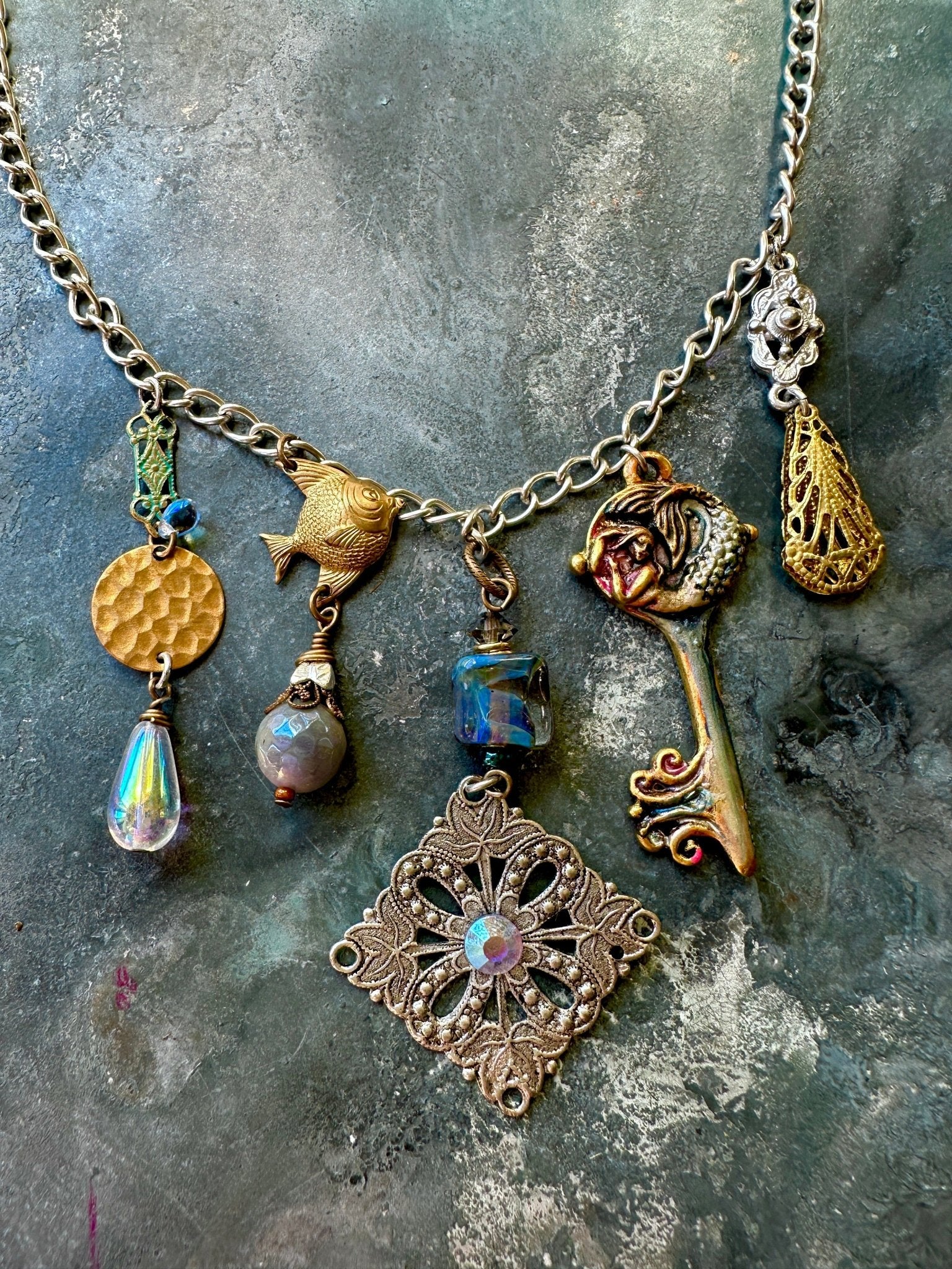 Siren’s Stash - Handmade Finished Necklace - Vintaj Idaho Design - 9/15/2025 - Vintaj Live Shop ID