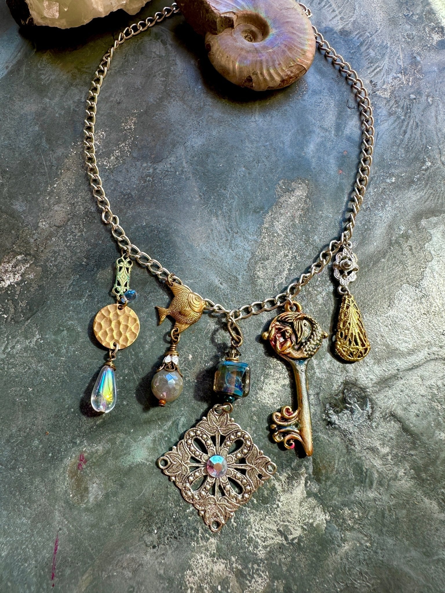 Siren’s Stash - Handmade Finished Necklace - Vintaj Idaho Design - 9/15/2025 - Vintaj Live Shop ID