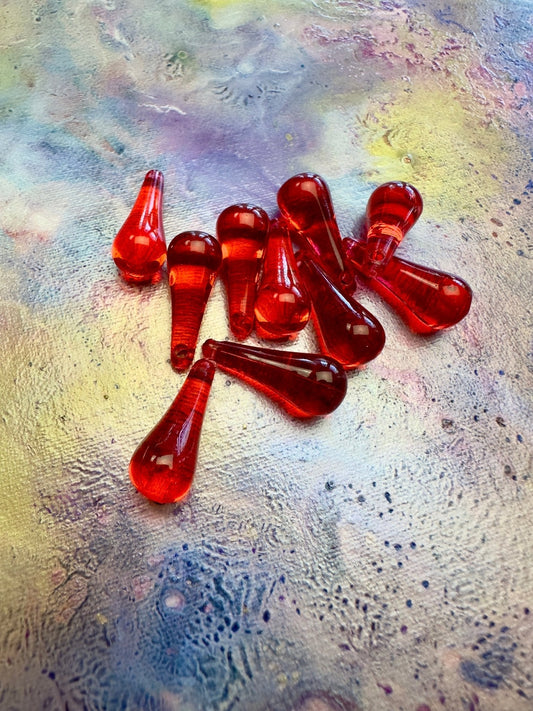 10 pcs, 20mm Red Lucite Drop - BULK UP - Vintaj Design - 1/22/25 - Vintaj Live Shop ID