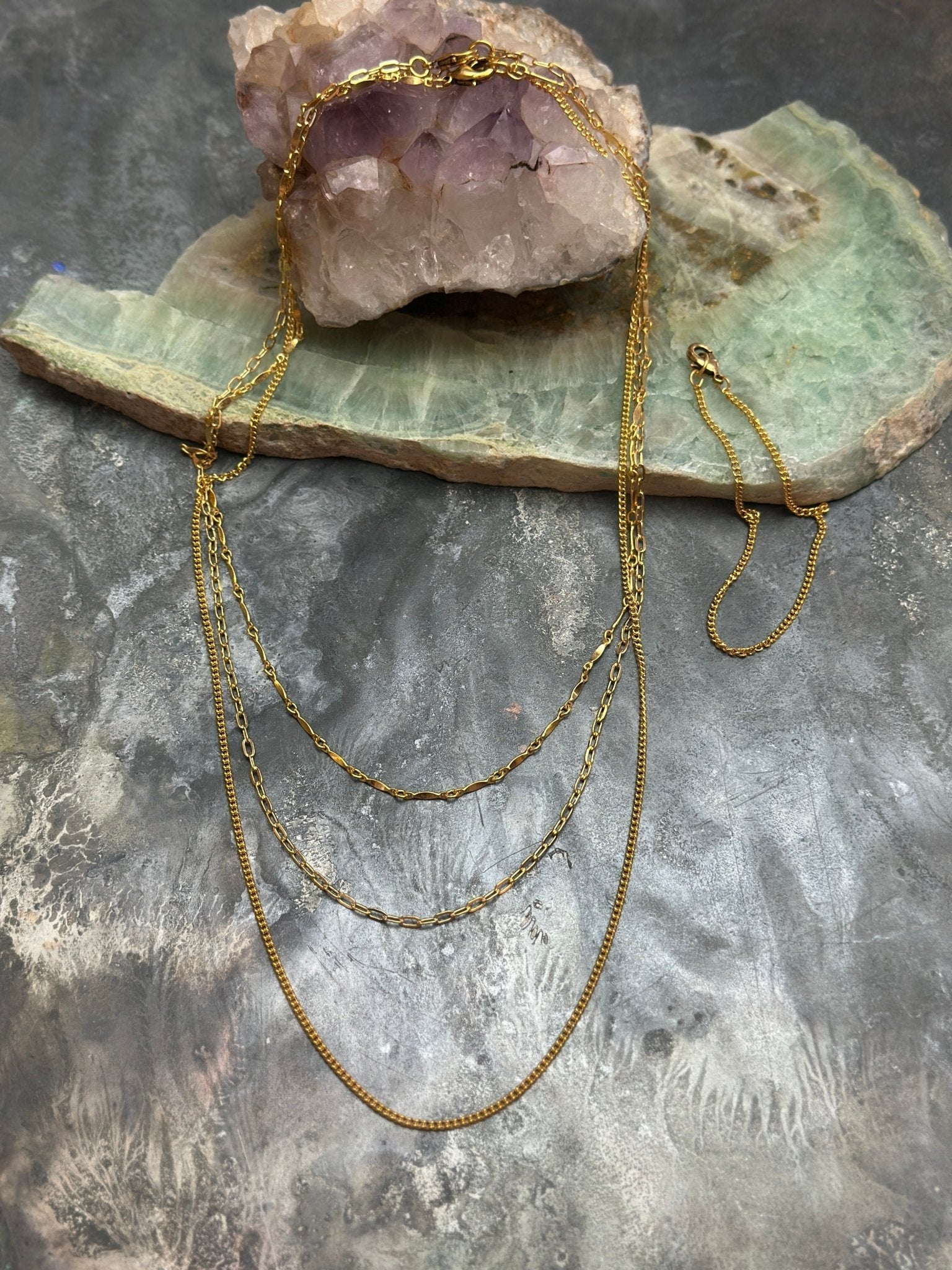 4 Pcs Layered Necklace Bracelet Kit Gold Chain Stack - Vintaj Design - 2/19/25 - Vintaj Live Shop