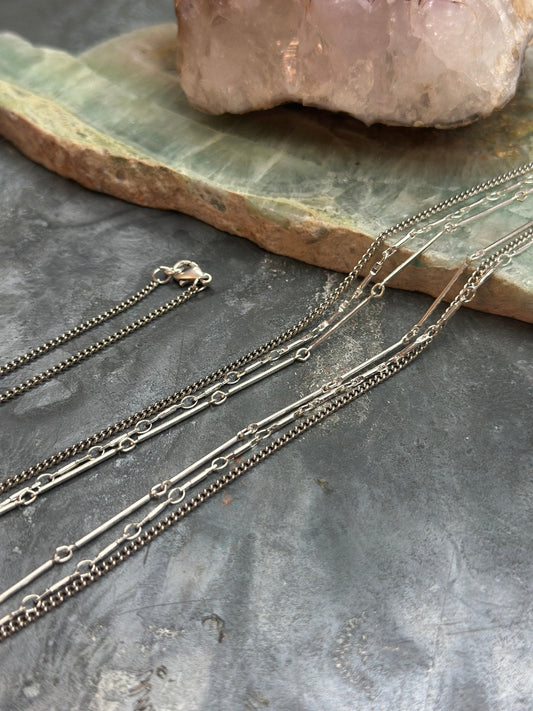 4 Pcs Layered Necklace Bracelet Kit Silver Chain Stack - Vintaj Design - 2/19/25 - Vintaj Live Shop